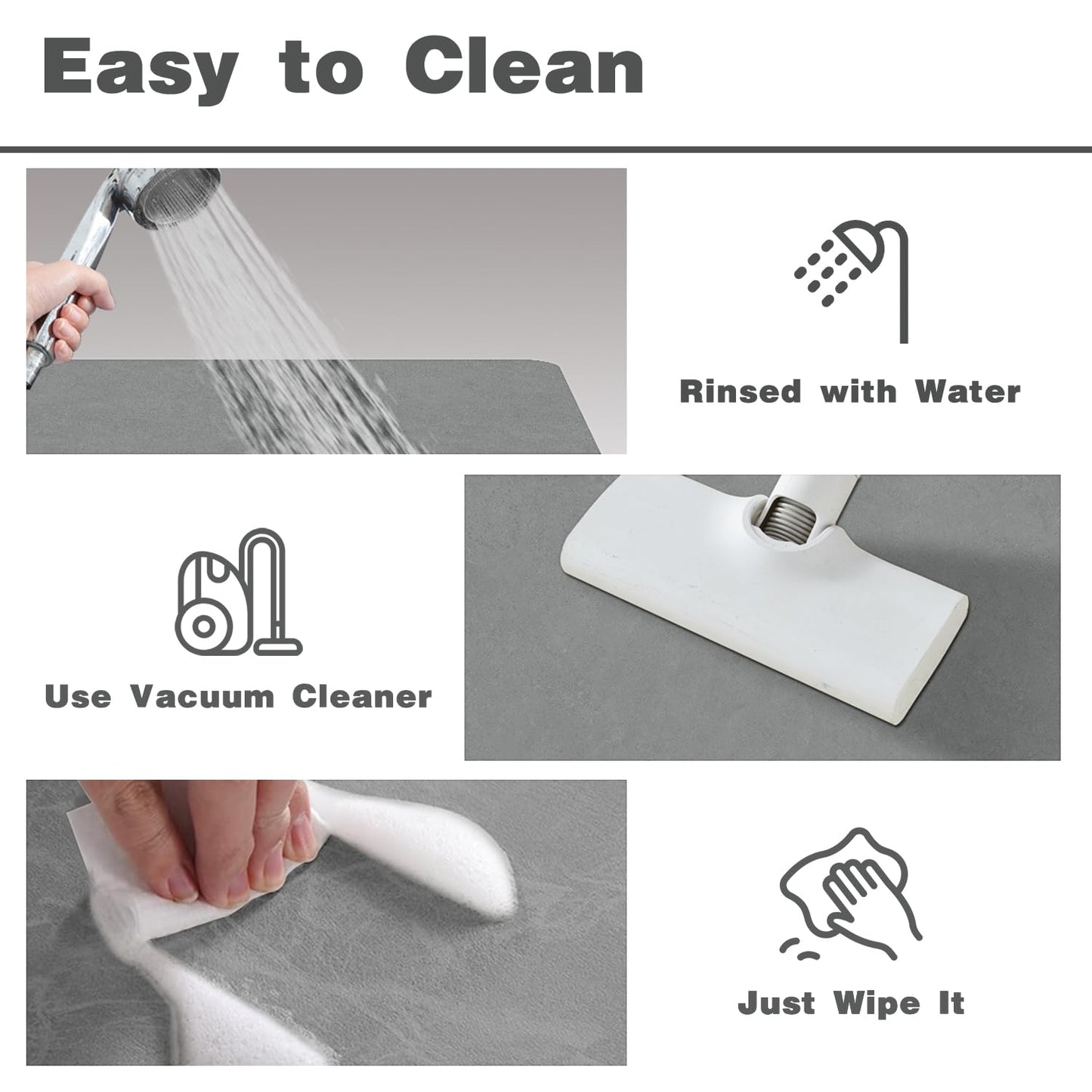 TYUU Bathroom Mat Quick Dry, Bathroom Rugs Non Slip Washable Thin Absorbent Bath Mat Fits Under Door Bathroom Floor Mat Perfect for Bath, Shower, or Sink 16"x24" Light Grey
