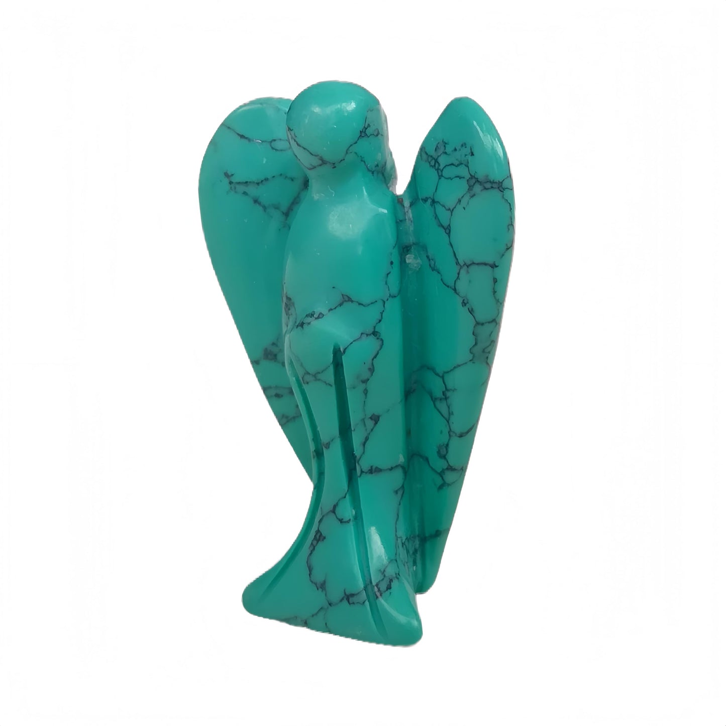 Afucats Synthetic Green Howlite Turquoise Healing Guardian Angel Indoor Decorative Stone,1.5 Inches Carving Pocket Palm Statue,Gift for Her Christmas Décor