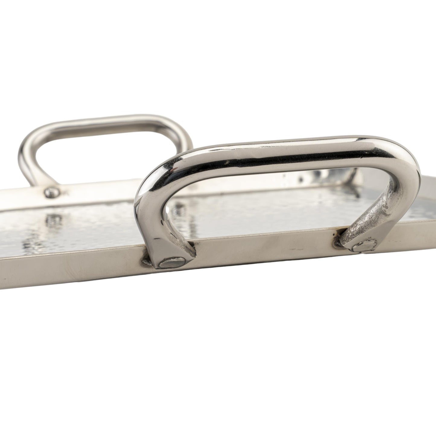 G.E.T. SSTPD-1612-MP Heavy-Duty Metal Serving/Ottoman Tray with Handles, 16" x 12", Mirror Polished Steel