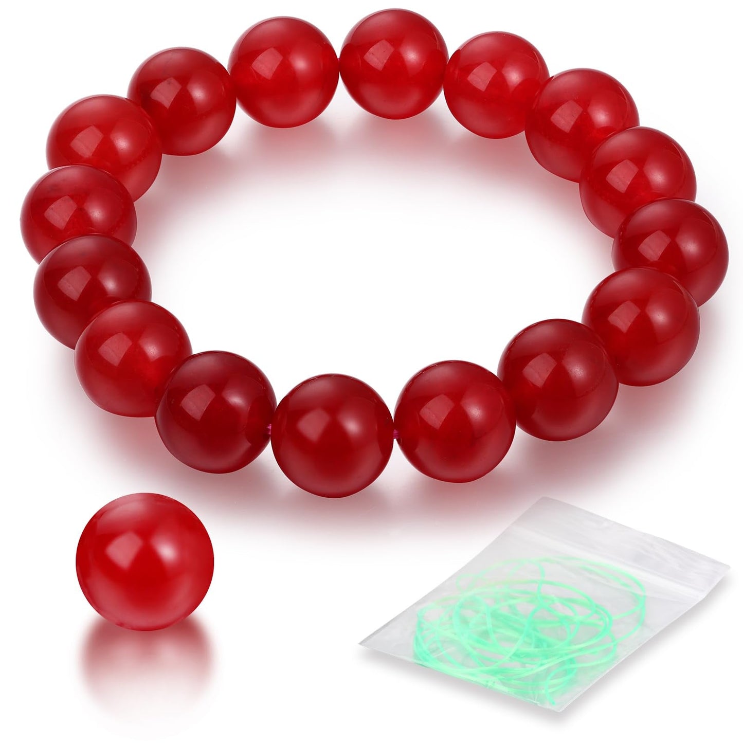 Handmade Natural Jade Beaded Bracelet for Women & Men – Genuine Green/White Jade Gemstone Stretch Bracelet – Lucky Energy Healing Jewelry Gift for Peace, Prosperity & Protection RB