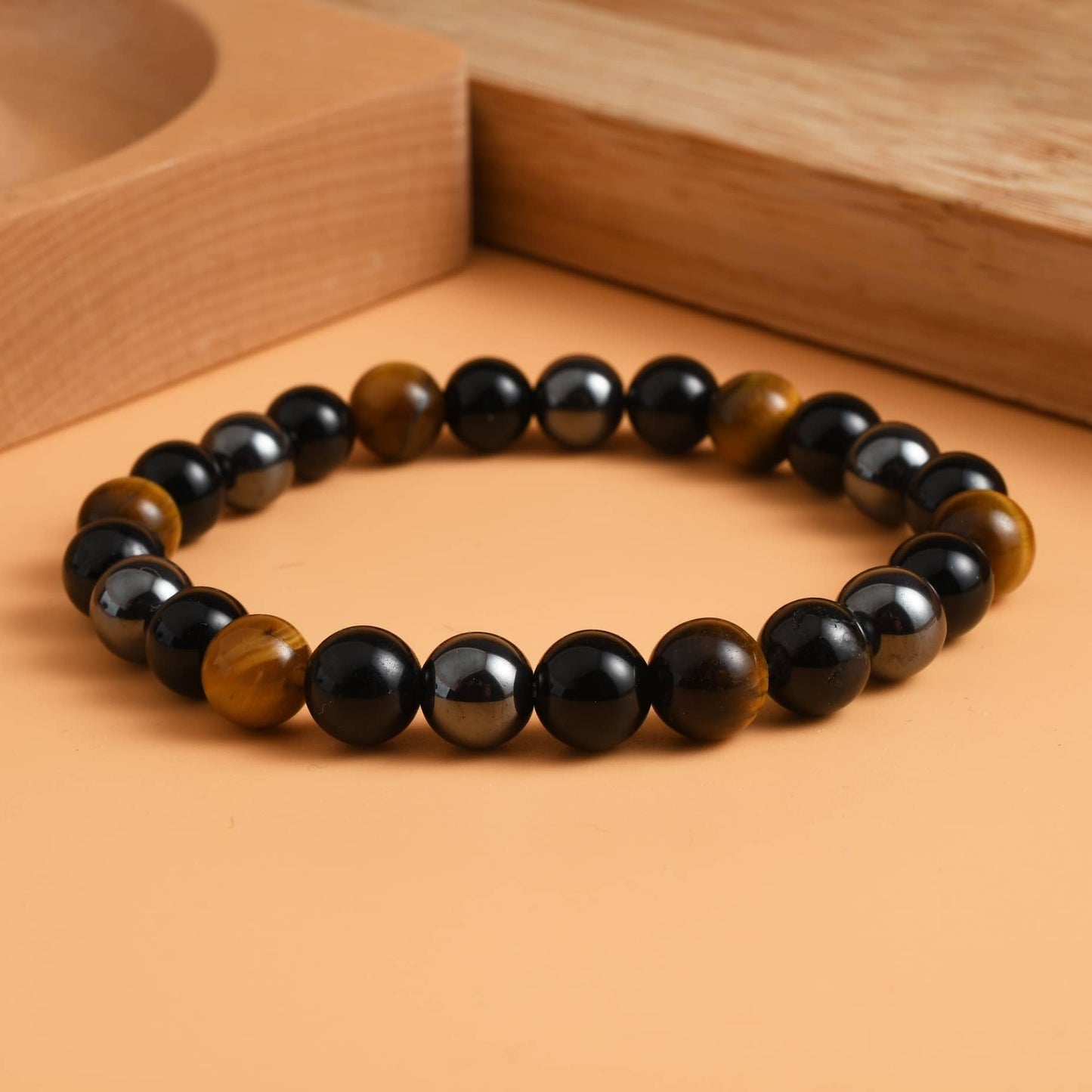 Gracayfr Tiger Eye Black Tourmaline Bracelet Hematite Anxiety Relief Natural Beaded Stone Healing Crystal Spiritual Empath Protection Gemstone Stretch Bead Obsidian