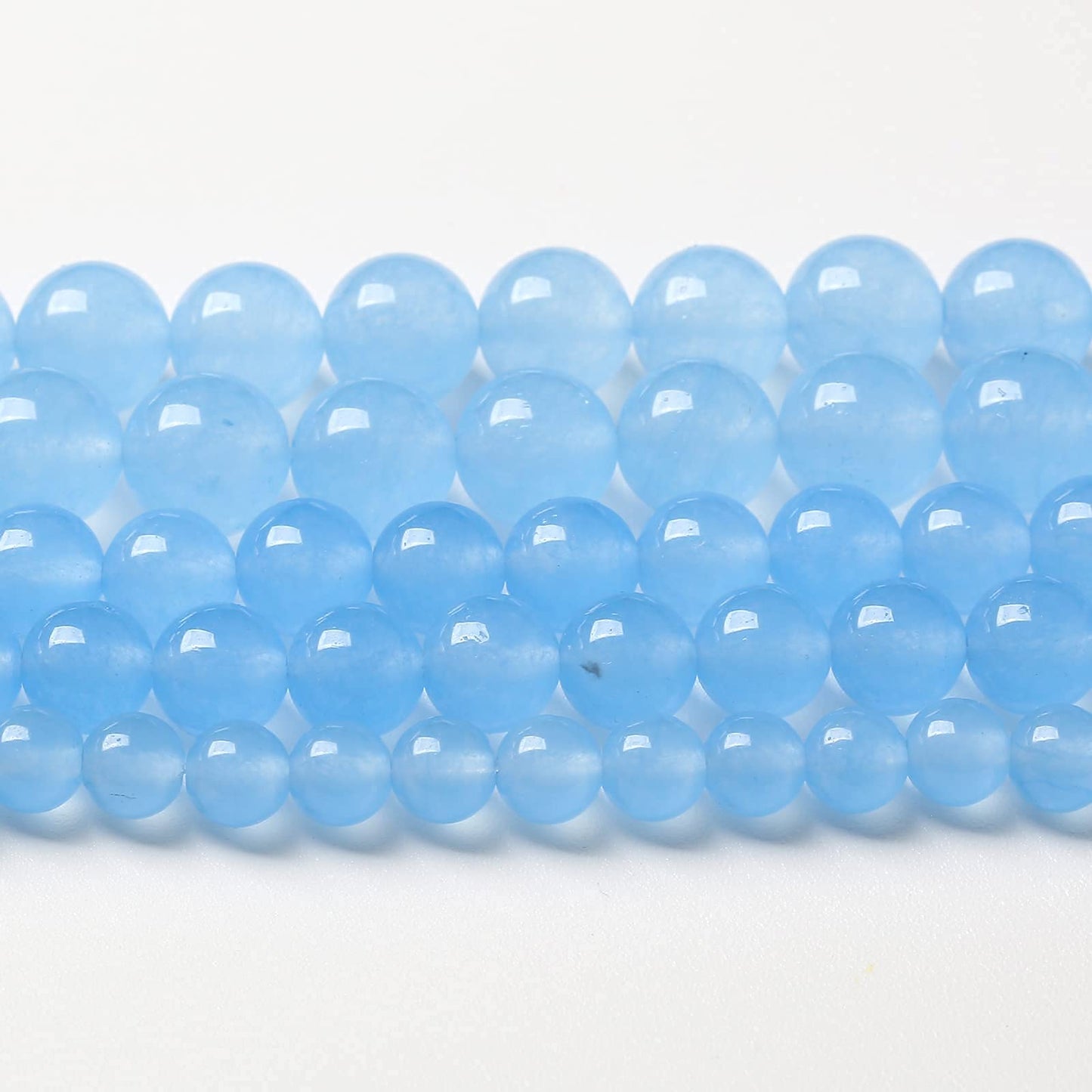 8mm 45pcs Blue Natural Chalcedony Aquamarines Stone Beads for Jewelry Making Round Jades Beads DIY Bracelet Accessories