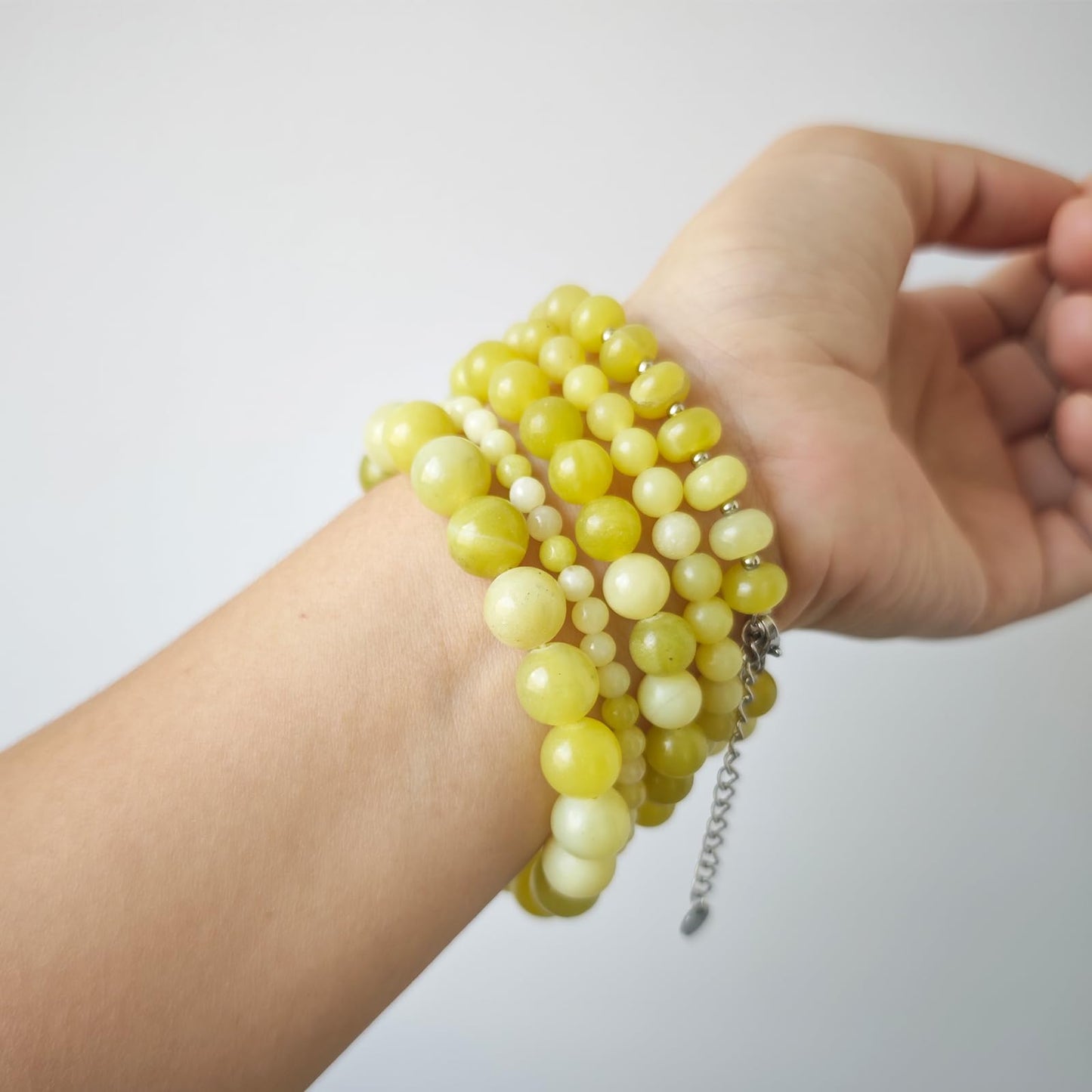CHCCOYE 6mm Natural Healing Gemstone Bracelet Handmade Yoga Stretch Elastic Bracelet Stress Relief Crystal Jewelry for Men and Women (6mm,Lemon Jade)
