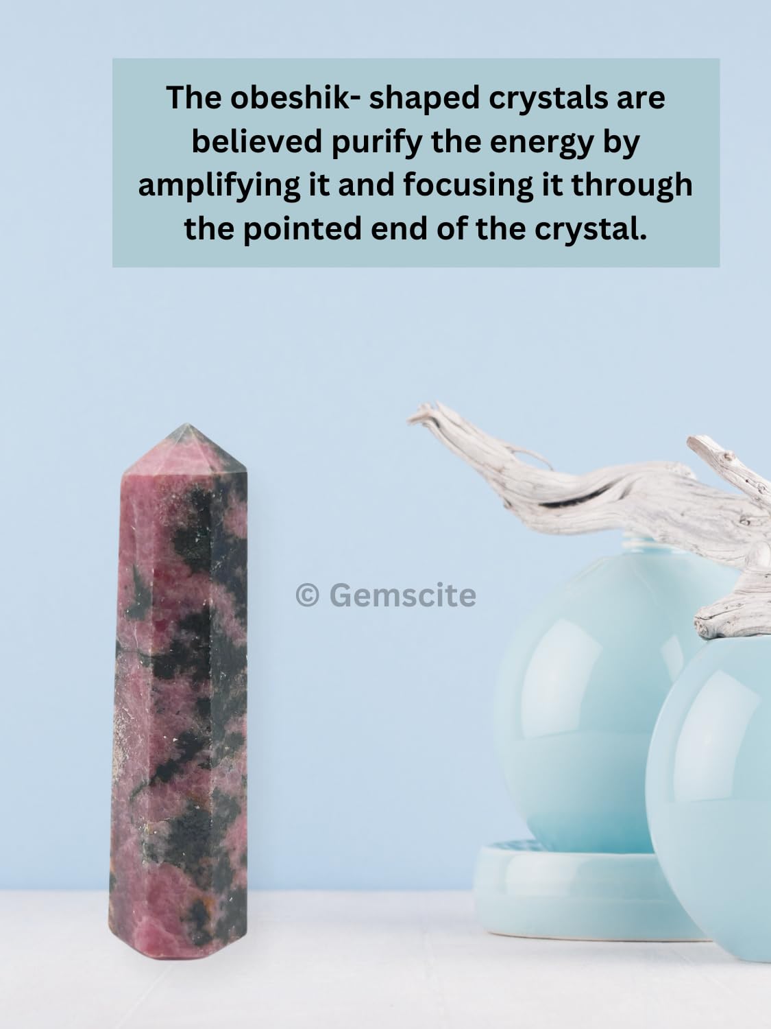 WholesaleGemShop 3 Inch (70 mm) Gemstones RHODONITE Obelisk Tower Jumbo Facet Aura Rock Crystal Natural Polished Earth Wand Spirit