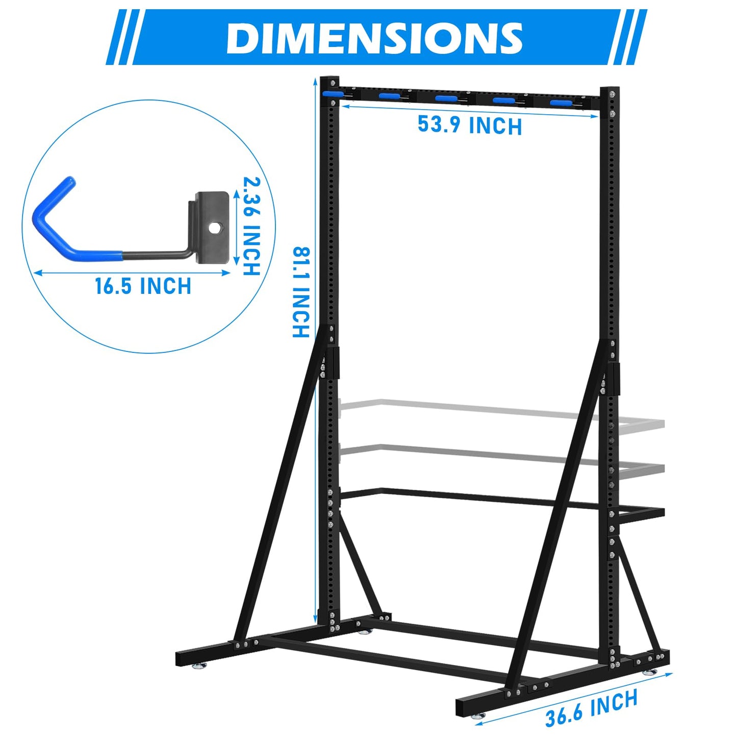 ZUIWAN Freestanding Bike Rack - Heavy Duty 5-Bike Vertical Stand, Width: 53 Inches,350lb Capacity Garage Storage Organizer,Black