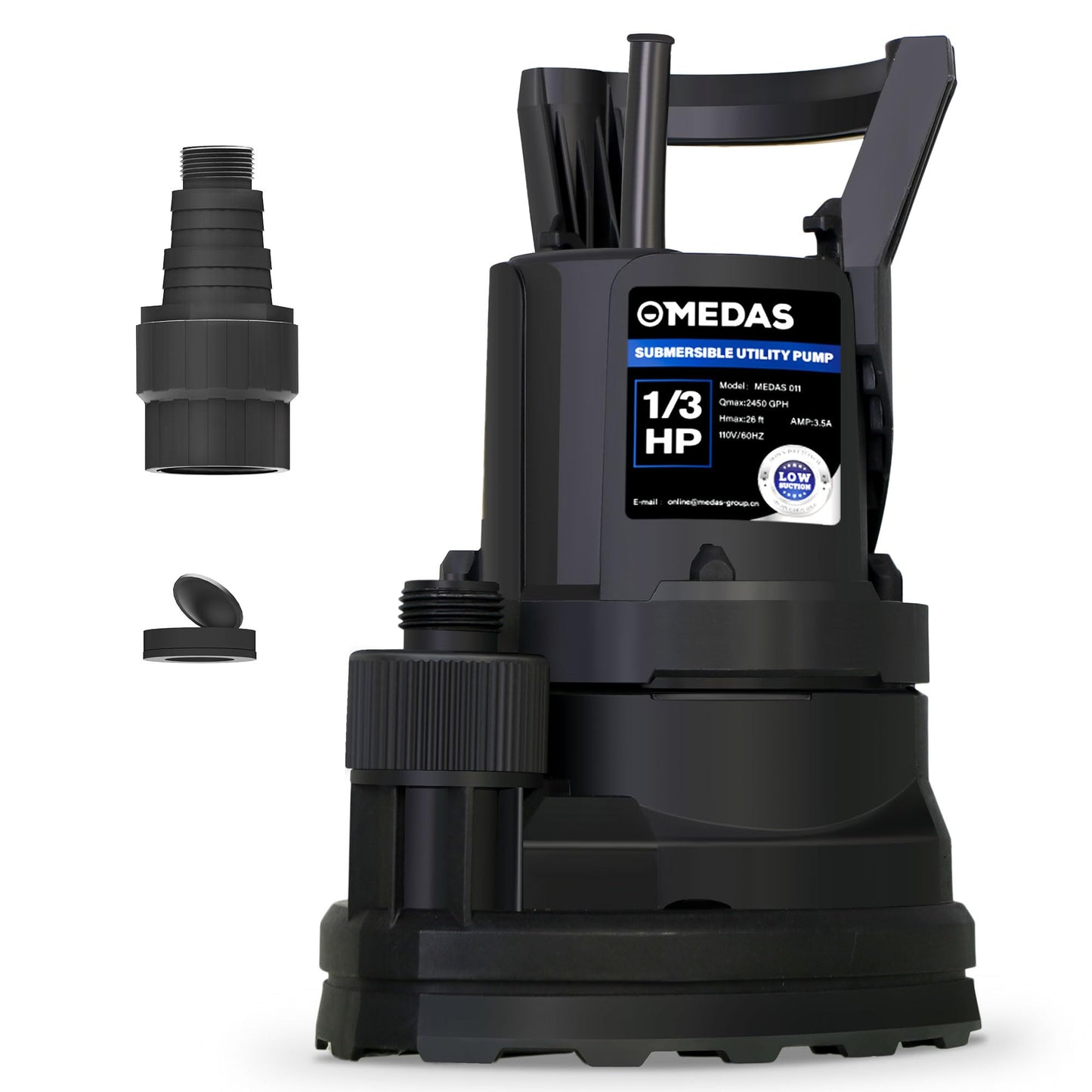 MEDAS Portable Sump Pump for Swimming Pool, Garden Pond, Basement Water Removal with 10ft Power Cord 1/3HP