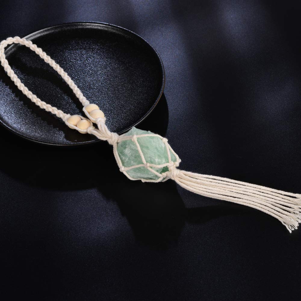 VNVETYTO Natural Green Fluorite Meditation Healing Crystals Feng Shui Hanging Ornament for Car, Window, Home Decor