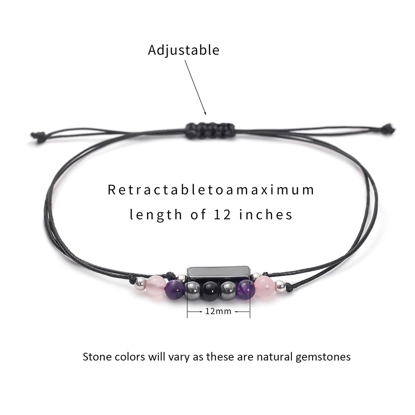 MTJAHPS Protection Bracelet, empath protection, black obsidian Crystals and Healing Stones Bracelet for Women ，Luck ，Anxiety and Stress Clam Bracelet (Empath Protection)