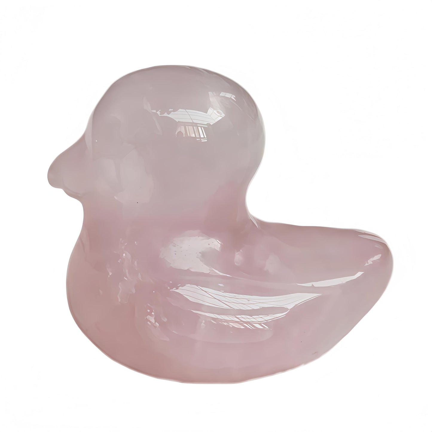 Bacatgem Natural Rose Quartz Crystal Duck Carving Positive Energy Home Decoration Desk Decor,1.18 Inchs Crystal and Healing Stone Ornament