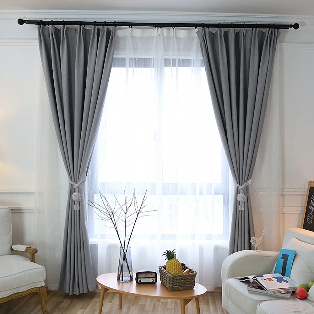 JQWUPUP 4 Pack Rustic Curtain Tiebacks - Decorative Outdoor Drape Drapery Holdbacks Holders - Hand Knitting Cotton Rope Curtain Tie Backs for Sheer and Blackout Curtain (Set of 4, Grey)