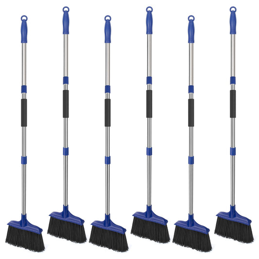 KeFanta 6 Pack Heavy Duty Broom Indoor/Outdoor Commercial Brooms Angle Broom 53 inches for Courtyard Garage Restaurant Lobby Patio Shop Home Kitchen Office Floor