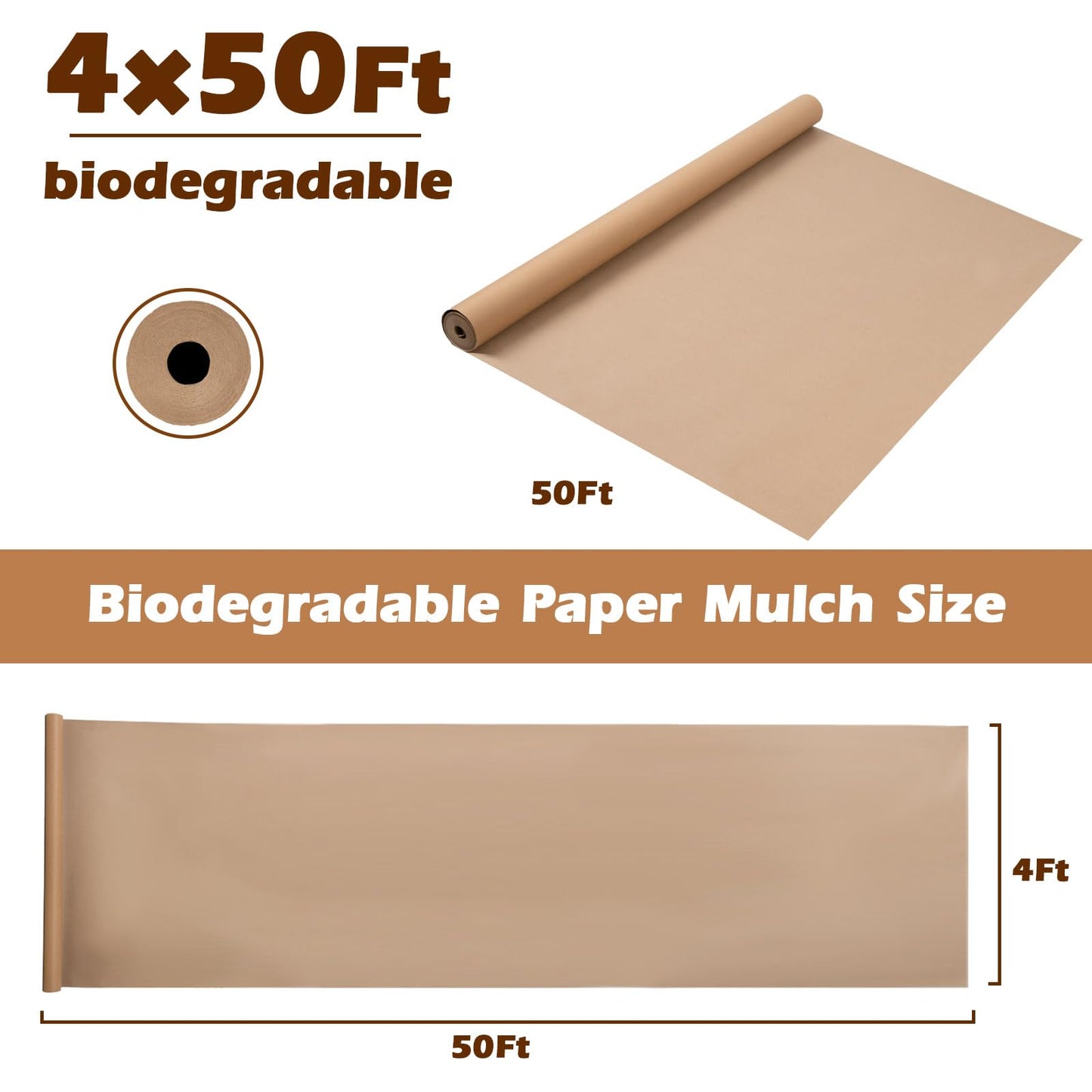 gjkldcvb 4 x 50 Ft Biodegradable Paper Weed Barrier Heavy Duty Biodegradable Landscape Fabric Garden Bed Grass Garden Paper Weed Control Barrier Weed Paper for Landscaping
