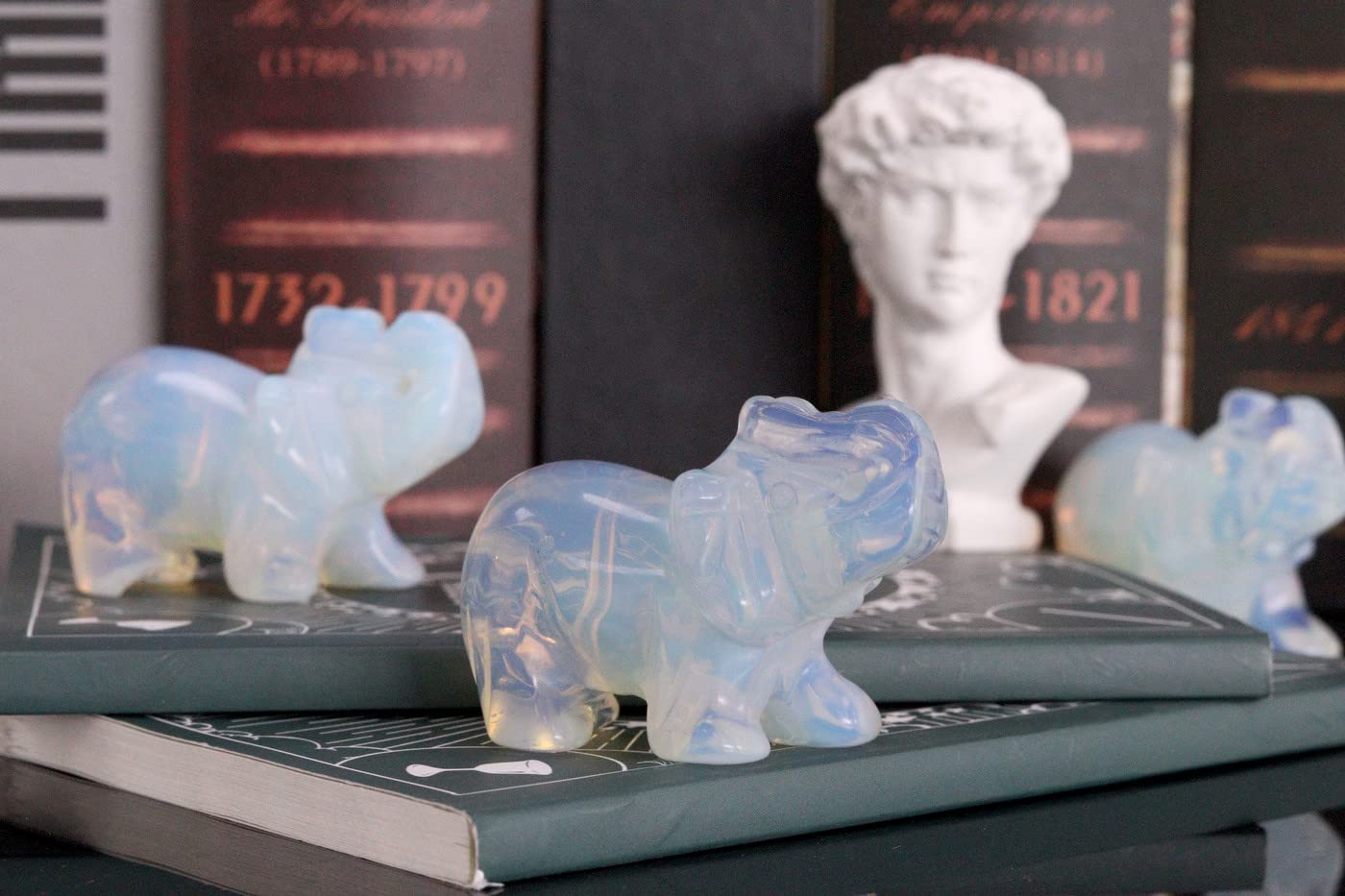 YATOJUZI 2" Opal Elephant Decor Healing Crystal Cute Polished Natural Stone Hand-Carved Big Pink Sculpture Statue Figurines Gemstone Energy Hippie Home Room Office Desk Decoration Gifts for Women Men