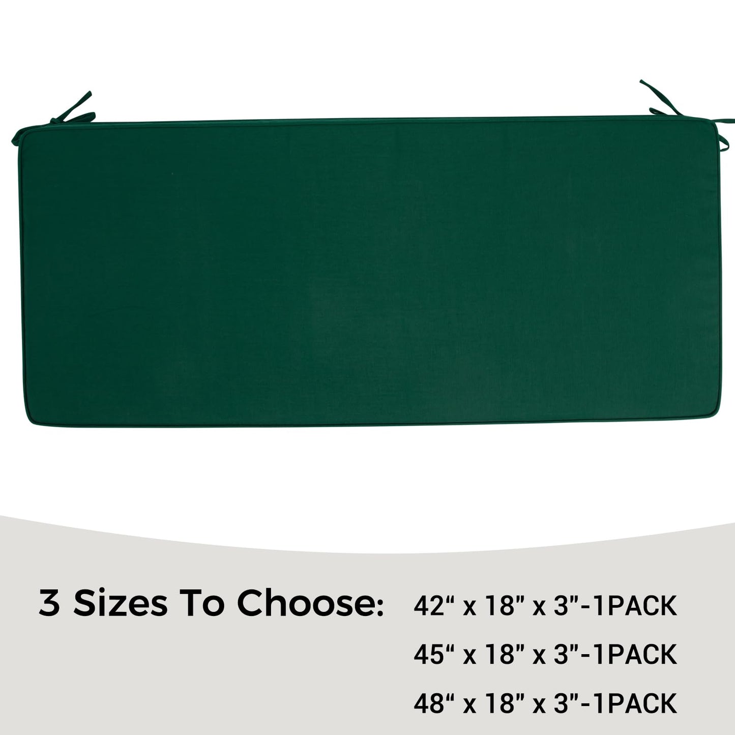 FUNHOME Outdoor Bench Cushion 48 x18 x3 Inch,Waterproof Portable Settee Cushion,Foam Insert with Handle&Ties,Bench Seat Pads for Garden Patio Porch Swing Backyard Furniture(Blackish Green)