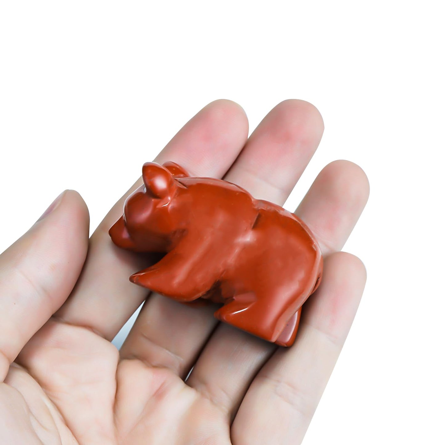 SMQ 2" Crystal Bear Statue, Natural Gemstone Handmade Figurine Sculpture, Healing Crystal Animal Stone Office Home Decor Collectibles Gift (Red Jasper)