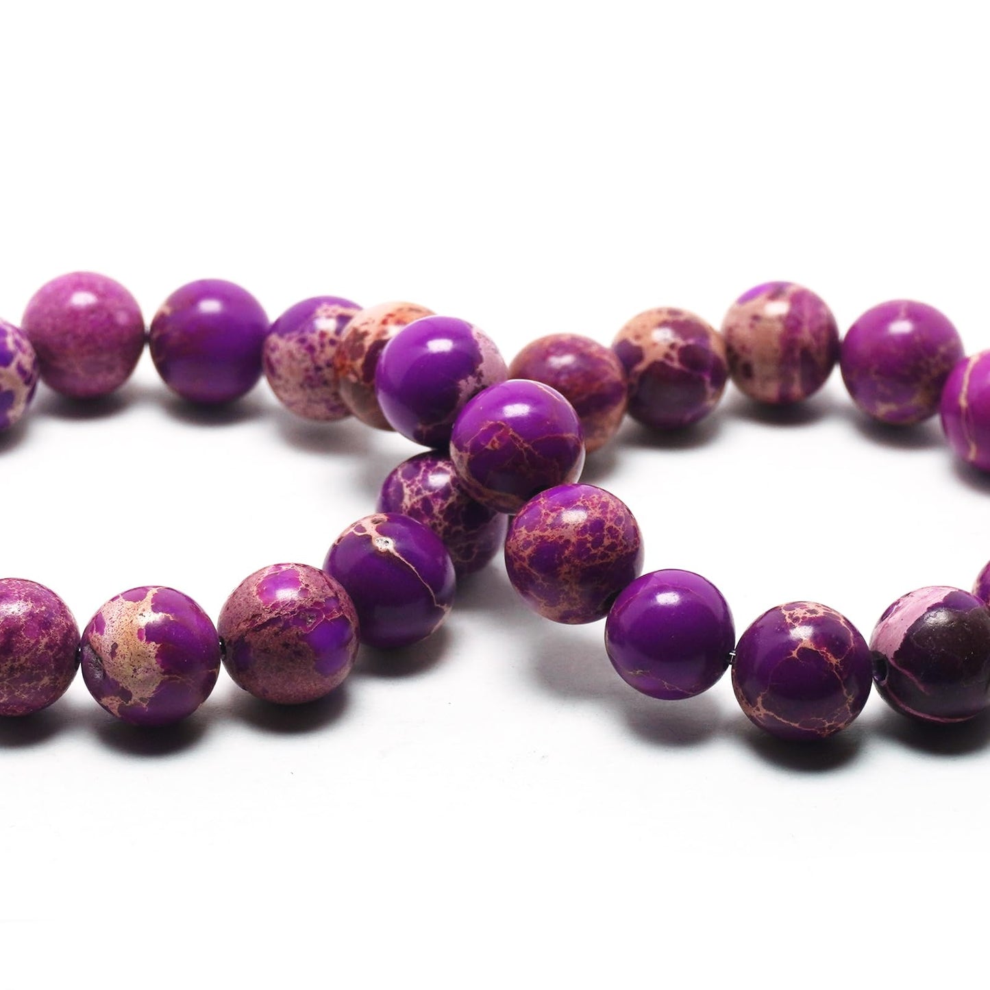 DIQIO Imperial Sea Sediment Beads for Jewelry Making - 6mm Stone Round Gemstone Beads for Bracelets(58-60pcs, Purple Imperial Sea Sediment)
