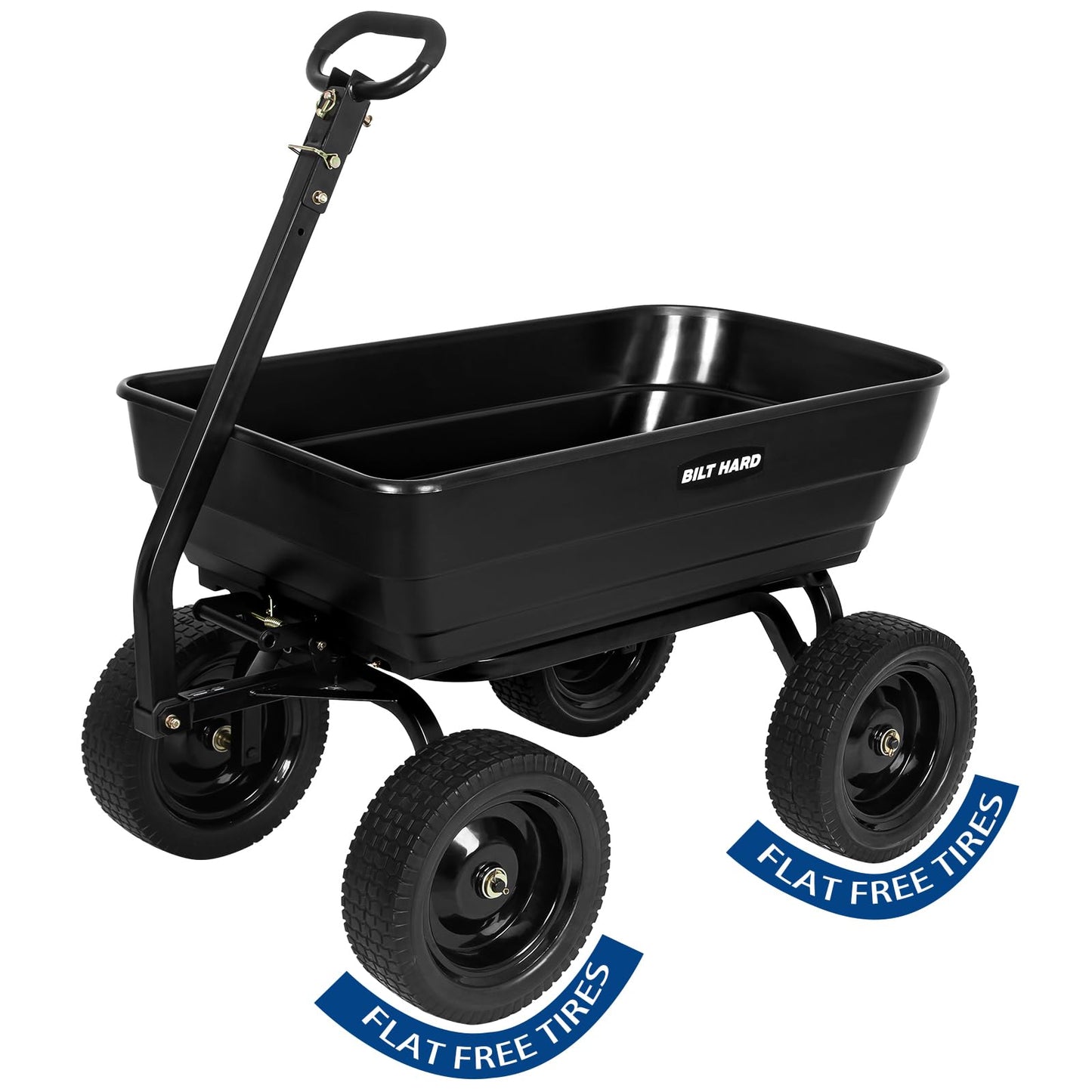 BILT HARD Poly Garden Dump Cart 1200 lbs with No Flat Tires, Quick Release, 2-in-1 Convertible Handle, 7 Cu Ft Dump Wagon Heavy Duty for Yard, Outdoor