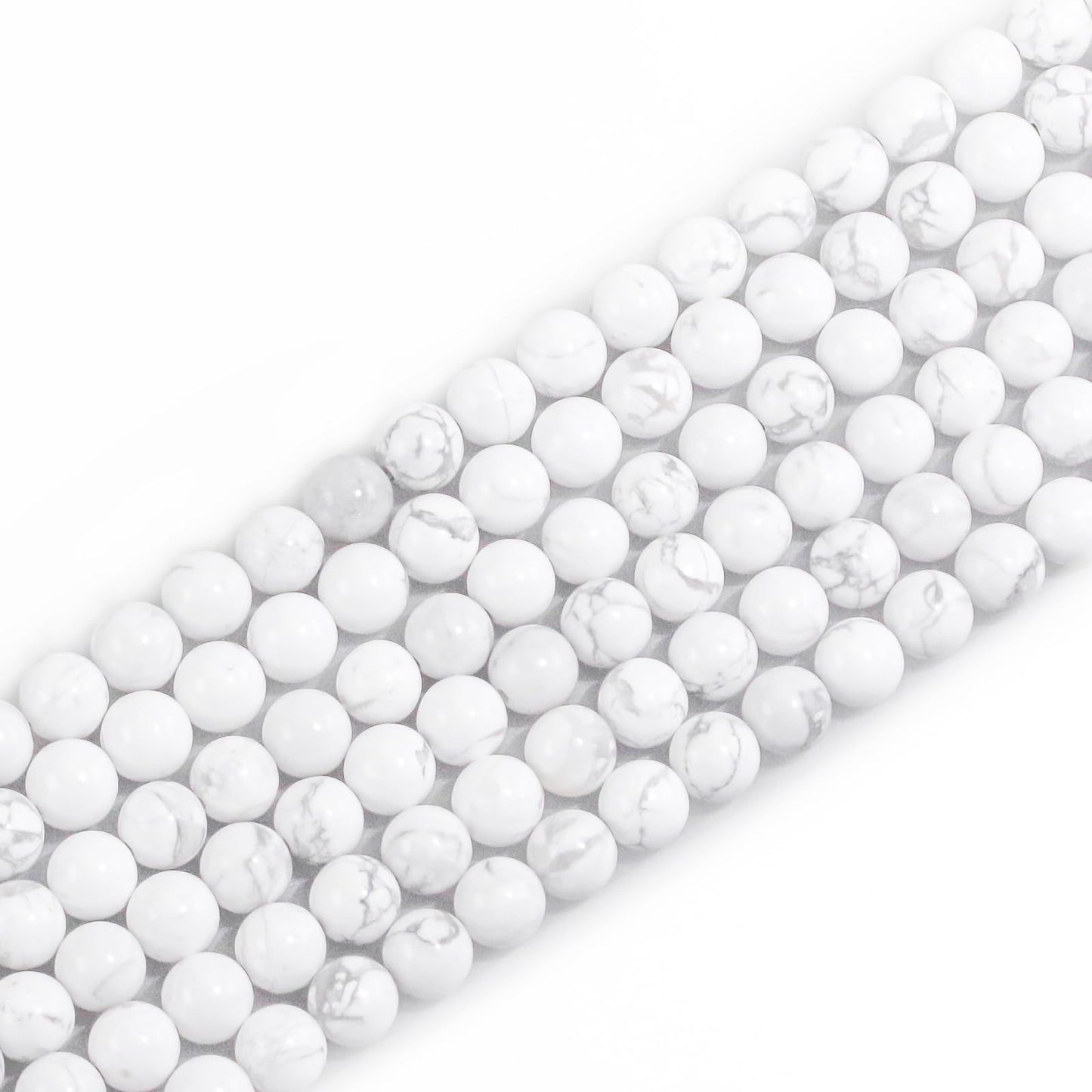 8mm Natural Gemstone Howlite Round Loose Beads for Jewelry Making DIY Bracelet Necklace (45-48pcs/strand)