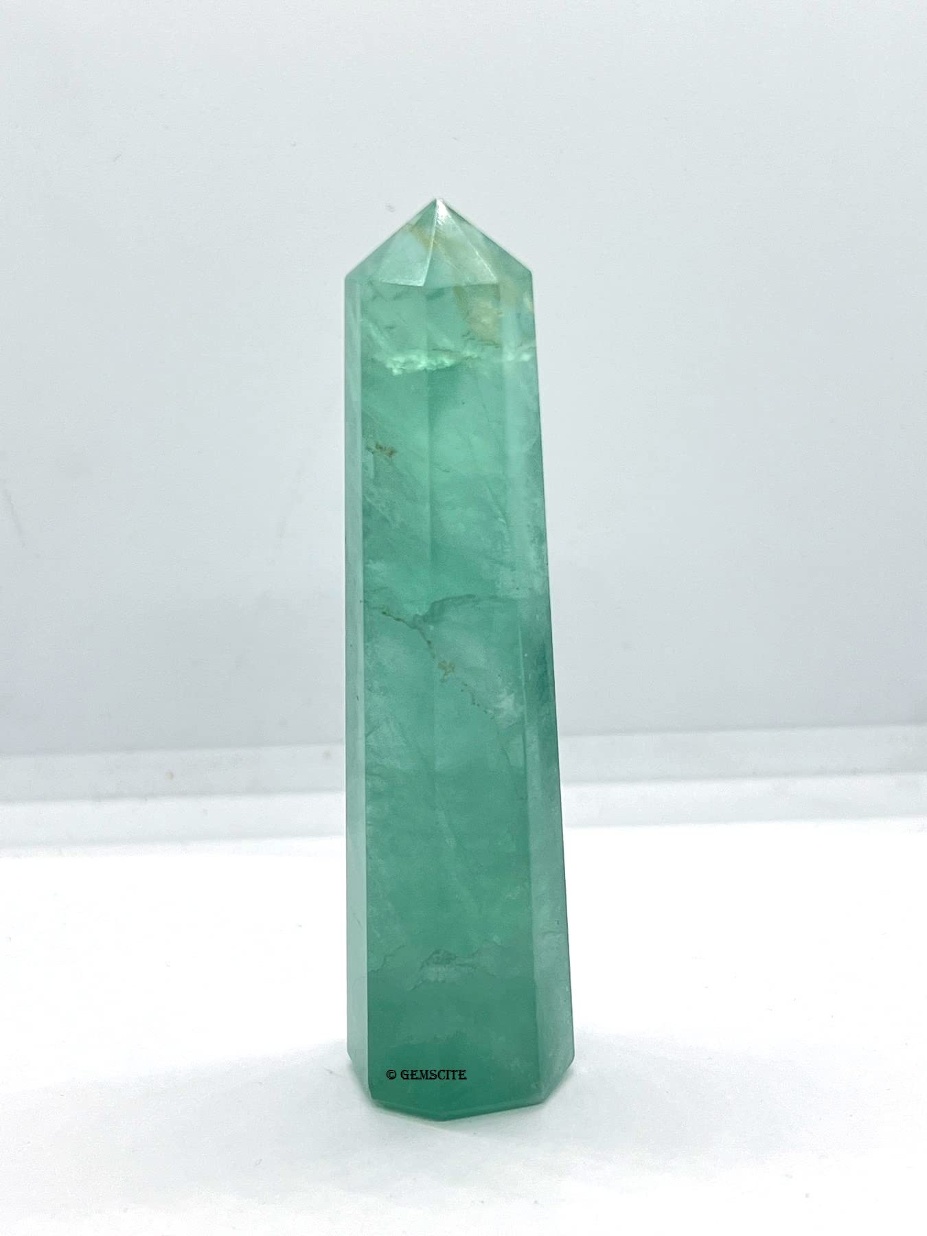 WholesaleGemShop 3 Inch (70 mm) Gemstones GREEN FLUORITE Obelisk Tower Jumbo Facet Aura Rock Crystal Natural Polished Earth Wand Spirit