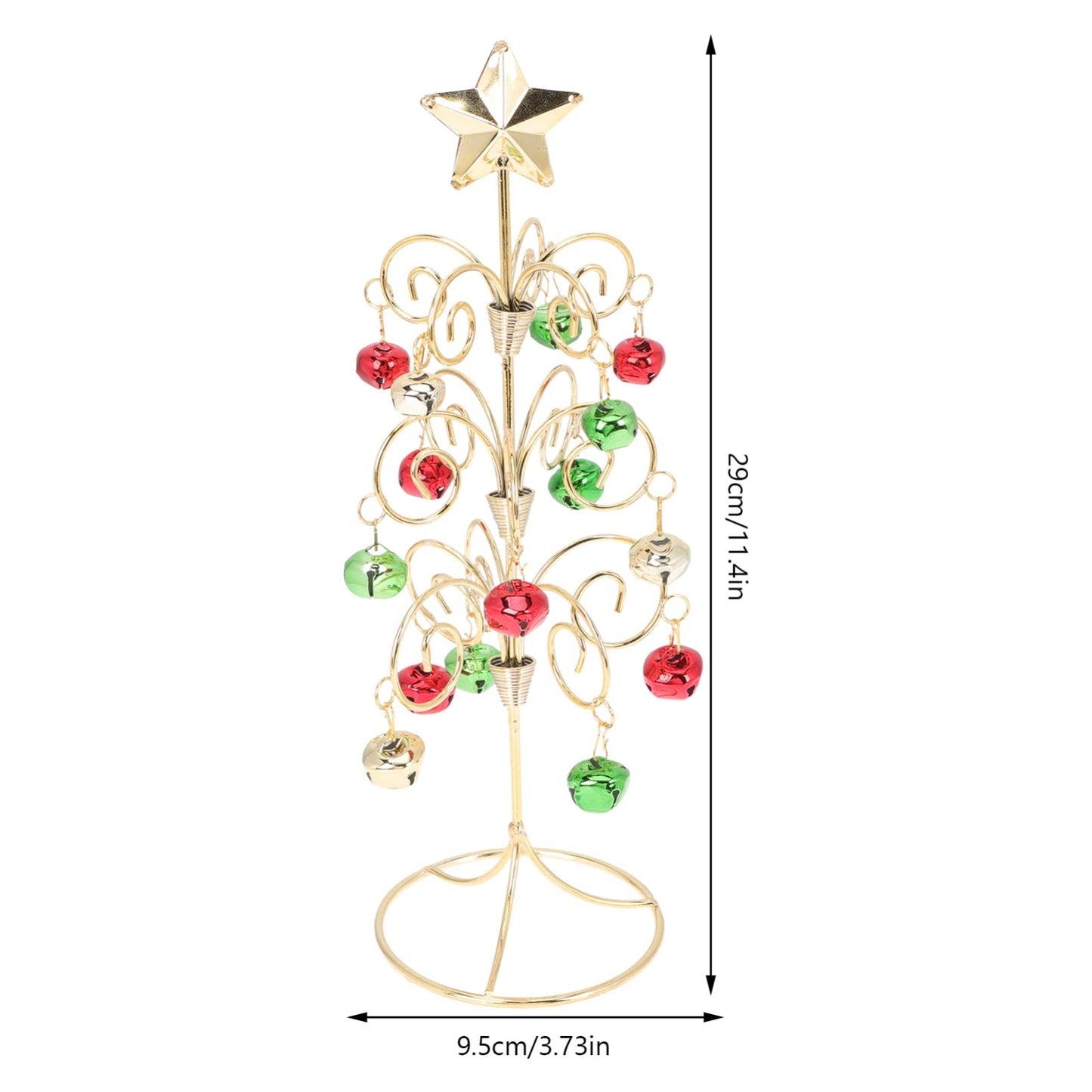 VICASKY Desktop Holiday Tree Ornament Metal Christmas Decoration Rotatable Calendar Xmas Ornaments Realistic Display Stand Gold Table Decor Tabletop Mini Trees (11.40X3.73 Inch)