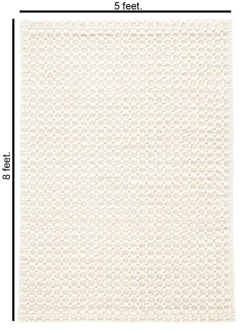 The Knitted Co. Handwoven Wool Area Rug - Hand Woven Natural Carpet Rugs- Bedroom Living Room Dining Room (Ivory- 5'x8')