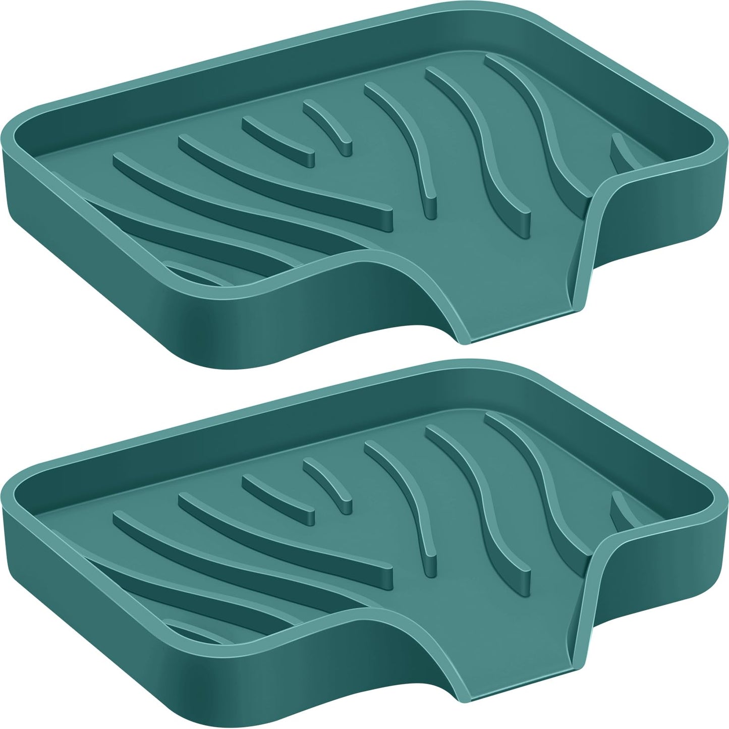 2PCS Self Draining Soap Holder,Spofit Silicone Soap Dish, Suitable for for Kitchen, Bathroom, Shower, Bath Tub,Soap Container (Green)