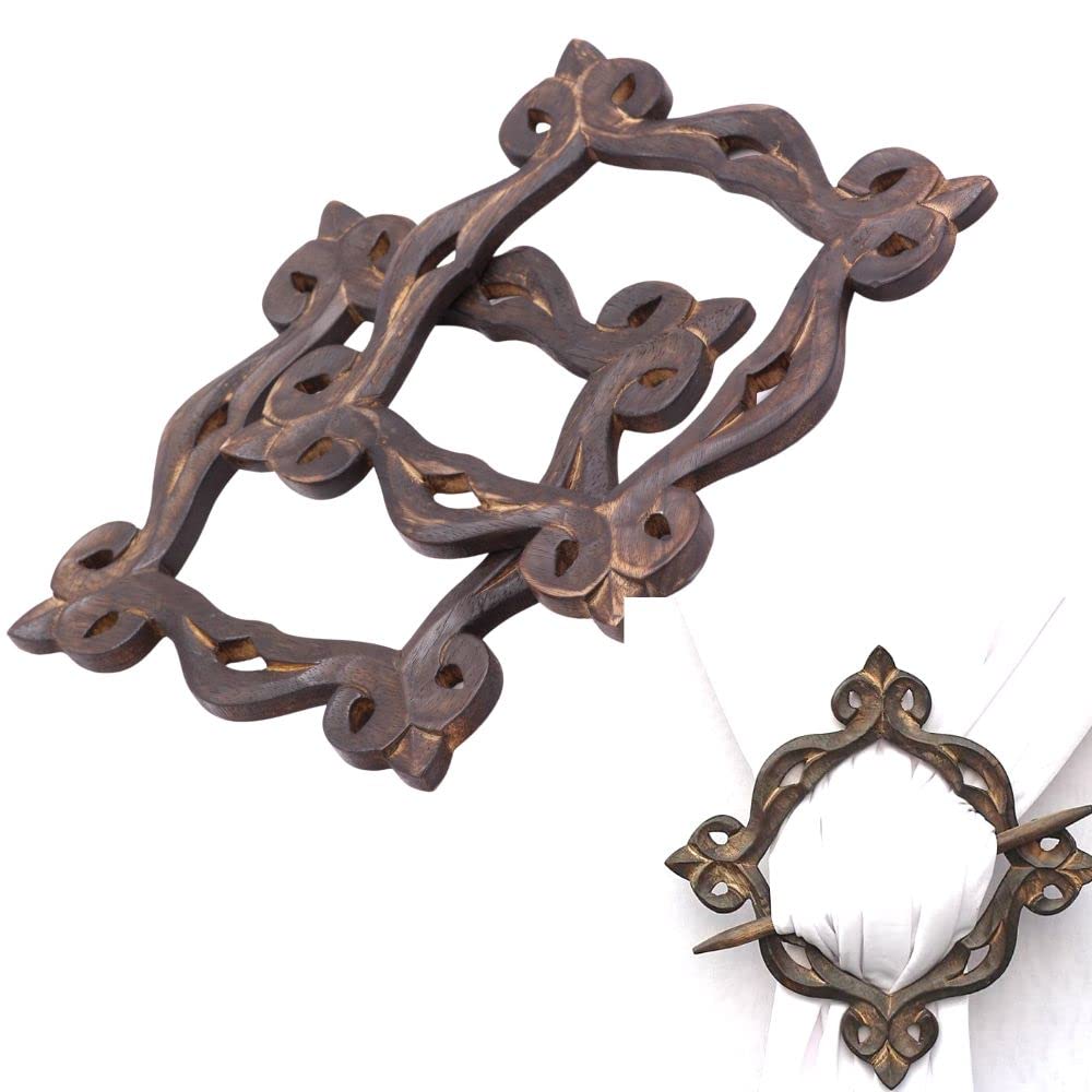 Beautiful Curtain Tiebacks, Antique Wooden Curtain Hook, Handmade Rustic Decorative Curtain Holdbacks, Modern Drapery Tiebacks, Decorative Window Curtain Tie