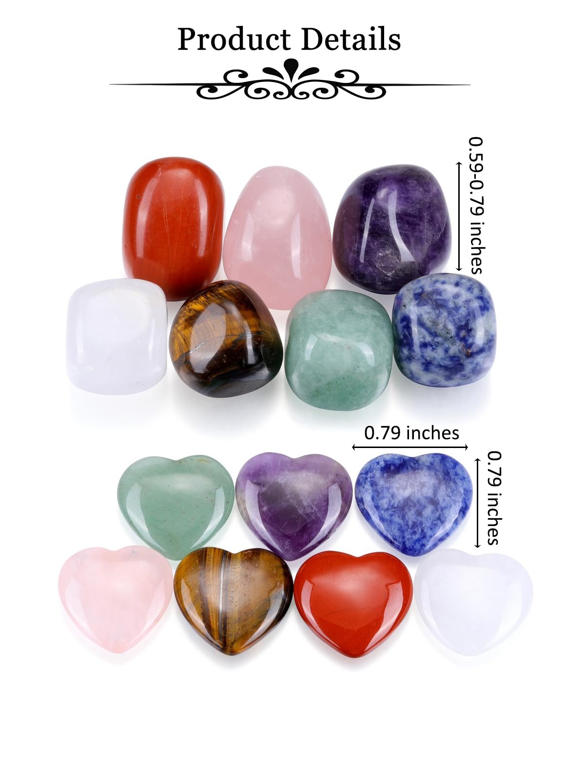 MANIFO Healing Crystals Stones Set in Box, 7 Chakra Crystal Heart Gemstone with Tumble Stone for Chakra Meditation Christmas Gifts
