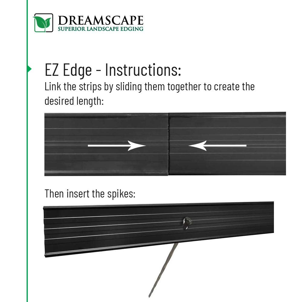 Dreamscape E-Z Edge Aluminum Landscape Edging - 4 Strips, 6ft Each (24ft Total), Black Painted - Professional Quality Landscaping Border, Metal Divider for Lawn, Garden, Flowerbed