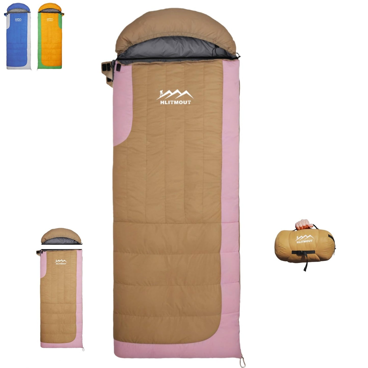 HLITMOUT 3-in-1 Down Sleeping Bag,Rectangular Lightweight Blanket Sleeping Bag for Adults,Teens Camping Hiking and Backpacking Outdoor and Indoor