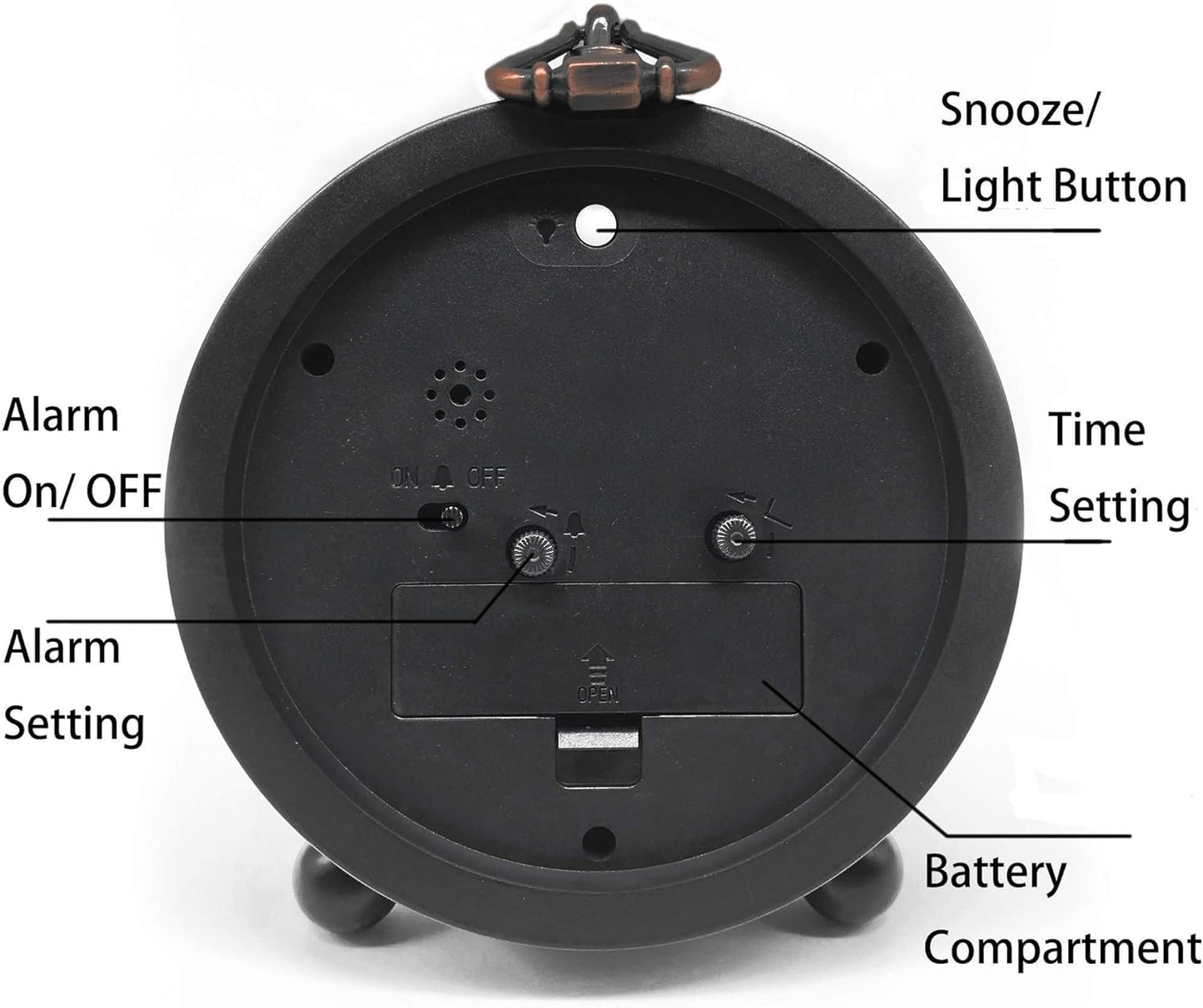 TooTa Vintage Retro Analog Alarm Clock, 4 inch Super Silent Non Ticking Small Clock with Night Light, Battery Operated, Simply Design, for Living Room, Bedroom, Bedside, Desk, Gift Clock (Arabic)