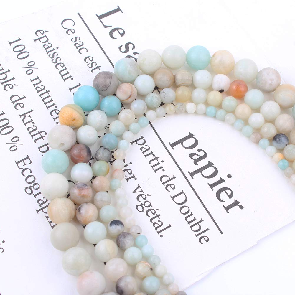 NITOPUPU 10mm 37pcs Smooth Amazonite Natural Stone Beads for Jewelry Making Supplies, Round Crystal Beads for Bracelets Necklace DIY Crafts