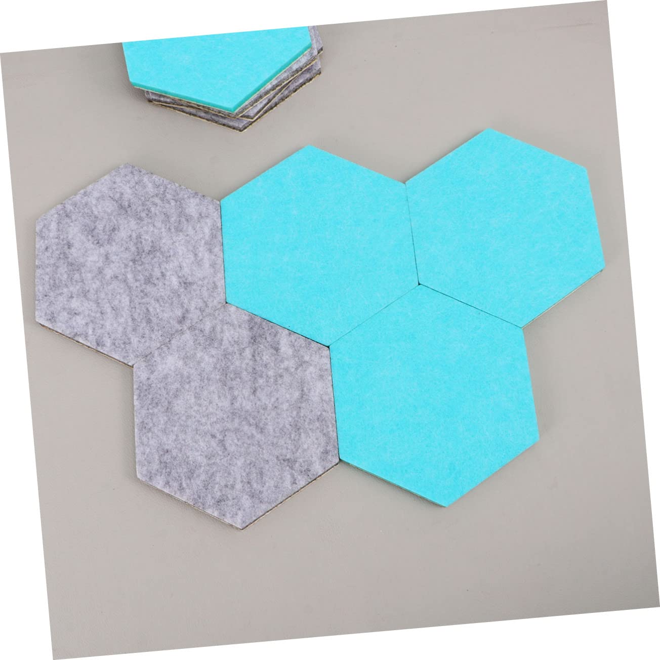 Homoyoyo 20pcs Hexagon Felt Wall Stickers Adhesive Decorative Wool Felt Board for Home and Classroom Use Mint Grey Creative Wall Decor for Office Classroom Spaces