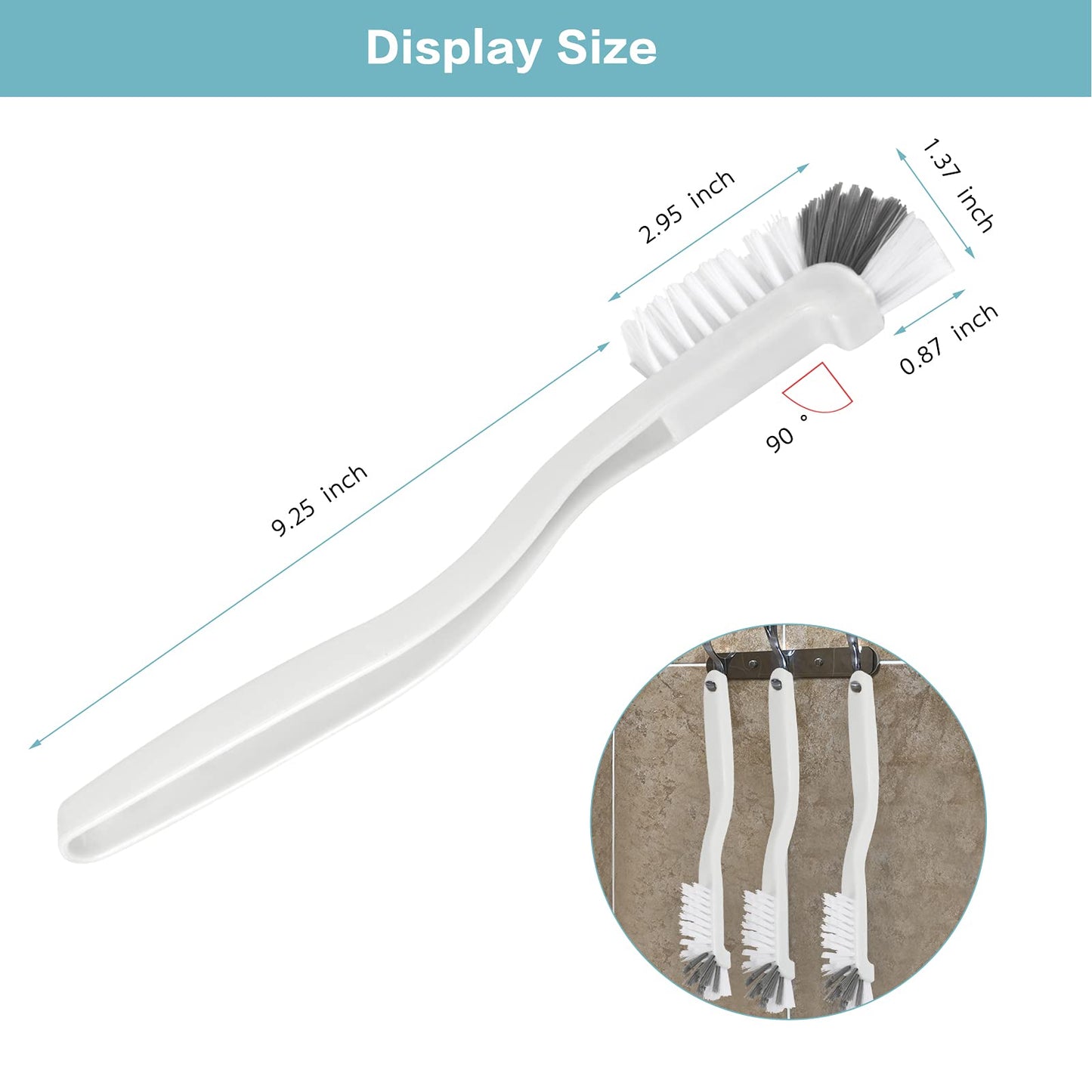 8 Pcs Dish Brush Bottle Bathroom Scrub Brushes Kitchen Cleaning Brush Right Angle Kitchen Brush Sink Household Pot Pan Edge Corners Tile Lines Brush with Stiff Bristles