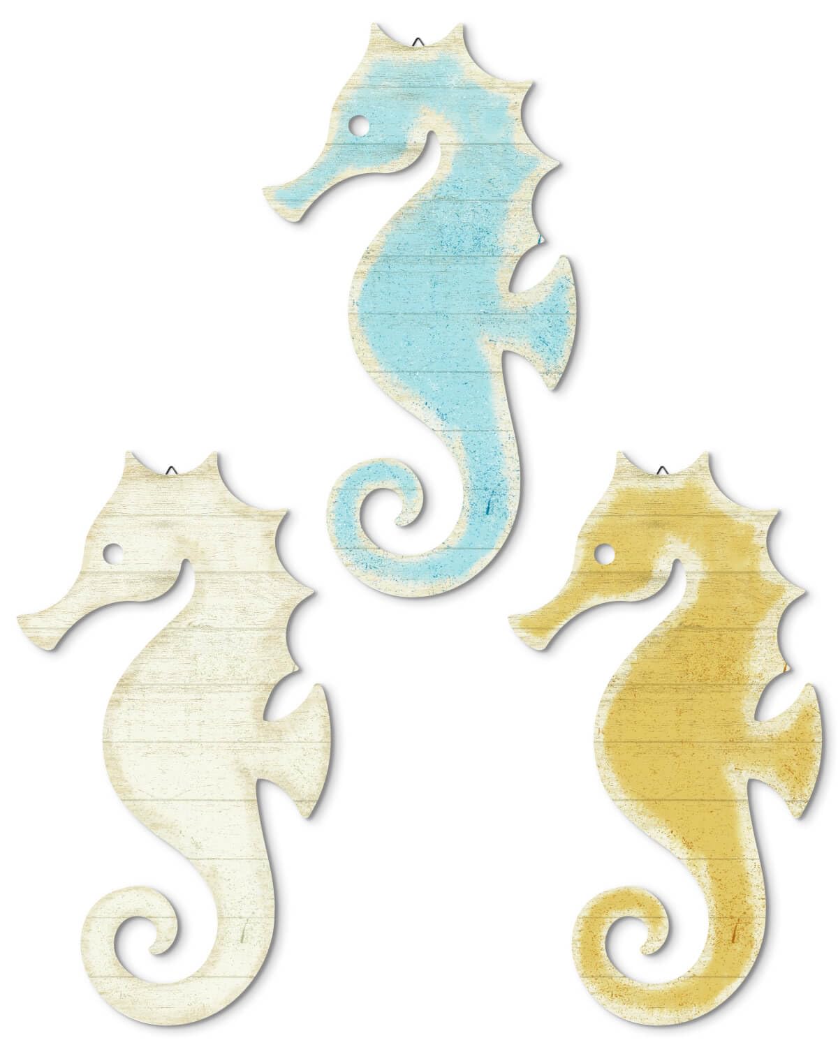Putuo Decor 3-Piece Seahorse Wall Decor Set - Ocean Themed Wall Art for Bedroom, Living Room, Bathroom & Coastal Spaces