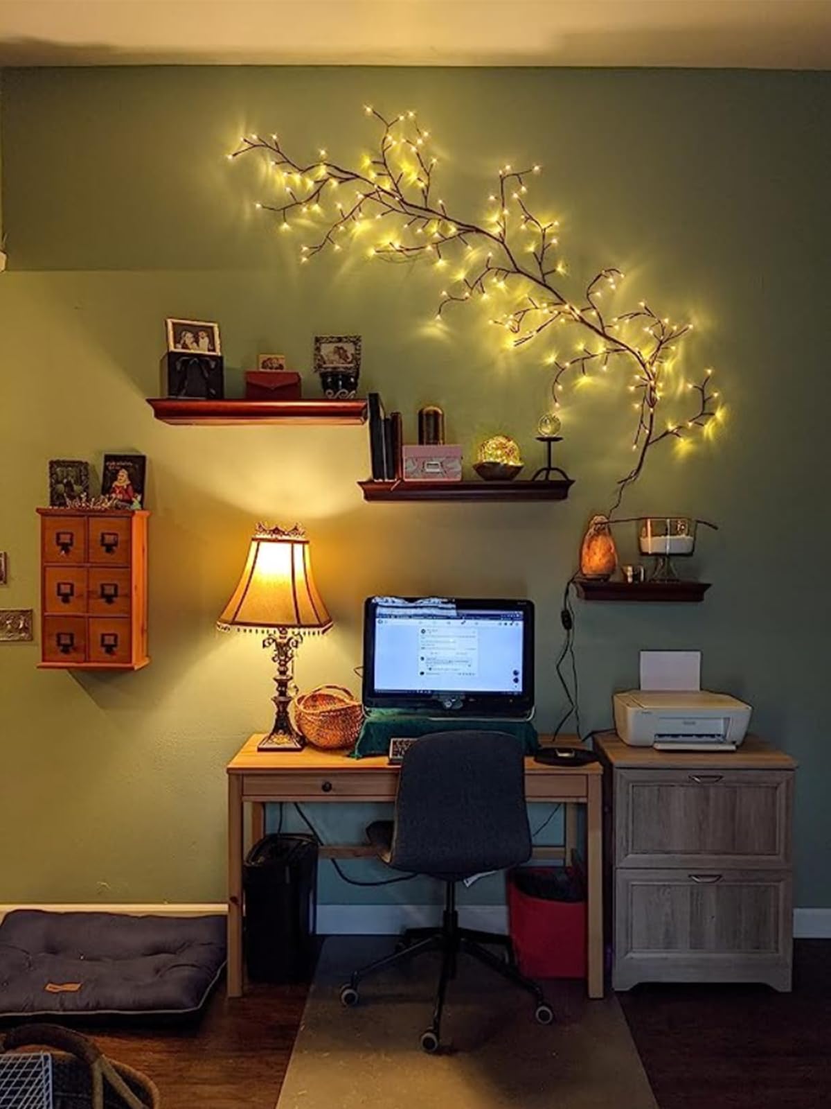 Lituplife Lighted Willow Vine with Remote Control On/Off Timmer Dim,7.5Ft Christmas Swags Decorations Artificial Branches with 144LEDs Enchanted Vine Lights(Plug in) for Walls Bedroom Décor(1PCS)