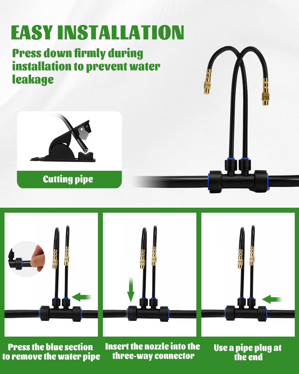 66FT Drip Irrigation System with 40 Nozzles, Automatic Drip Irrigation Kit, Garden Watering System with Dual-Head 360° Bendable Spray Nozzles for Lawn, Raised Bed (66FT, 40 Nozzles)