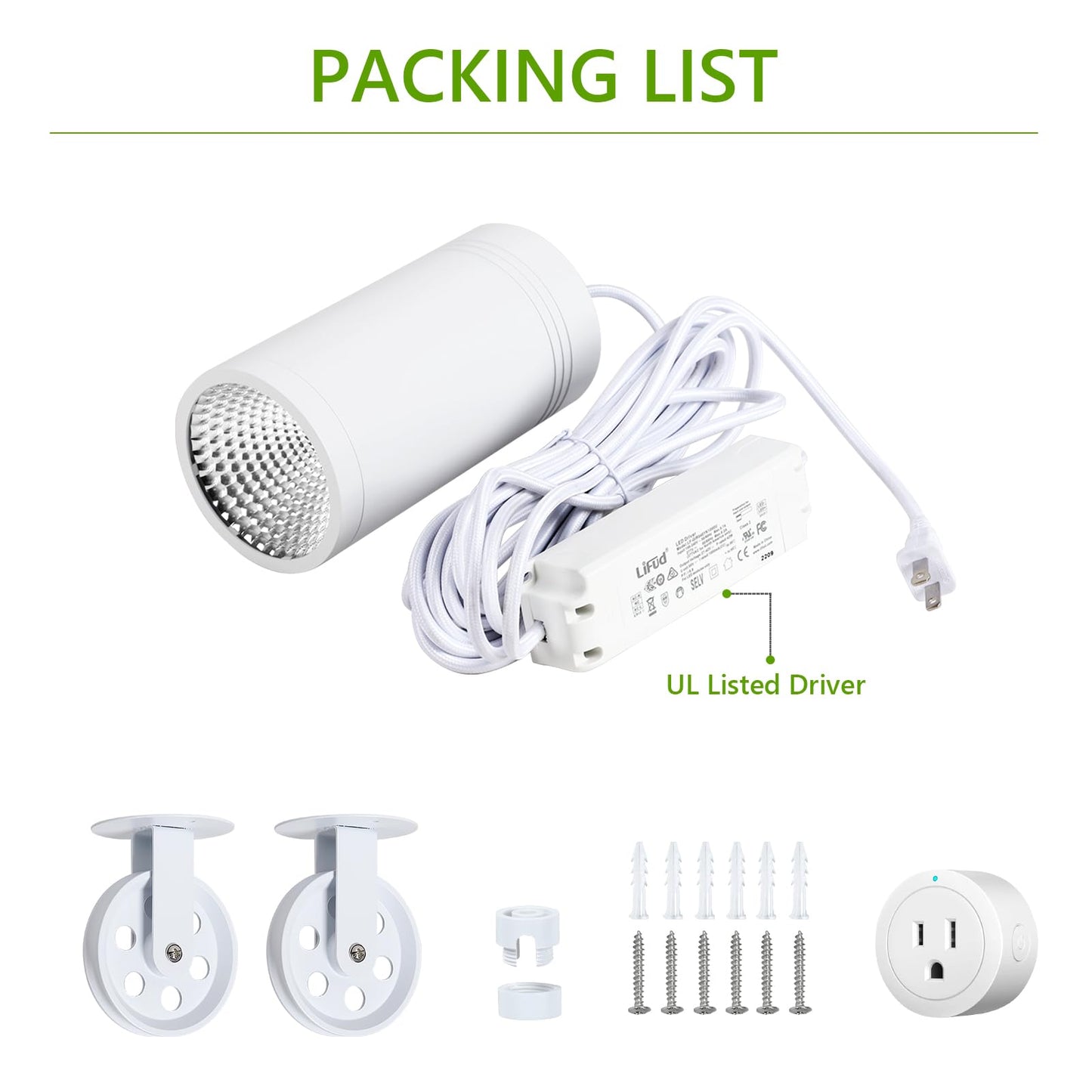 HMVPL Hanging Grow Light, Plant Lights Full Spectrum with 4000K 40W COB Bulb, Pulleys and Smart Timer, Indoor Grow Lamp for Tall Tree Hydroponics