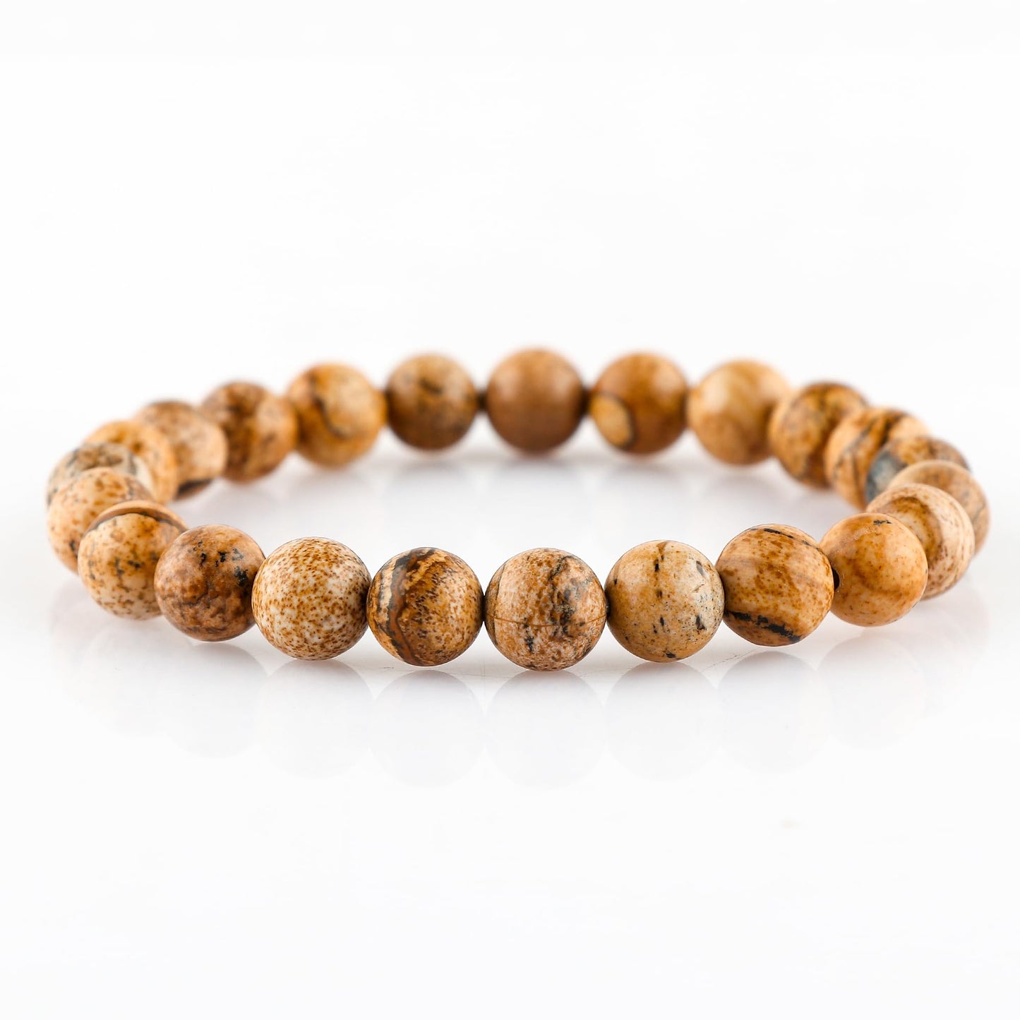 CRYSTALINES Natural Picture Jasper Gemstone Stretchable Bracelet for Men Women | Handmade Stretch Jewelry | Chakra - Healing - Yoga - Spiritual | Birthstone | Unisex | Healing Bracelet