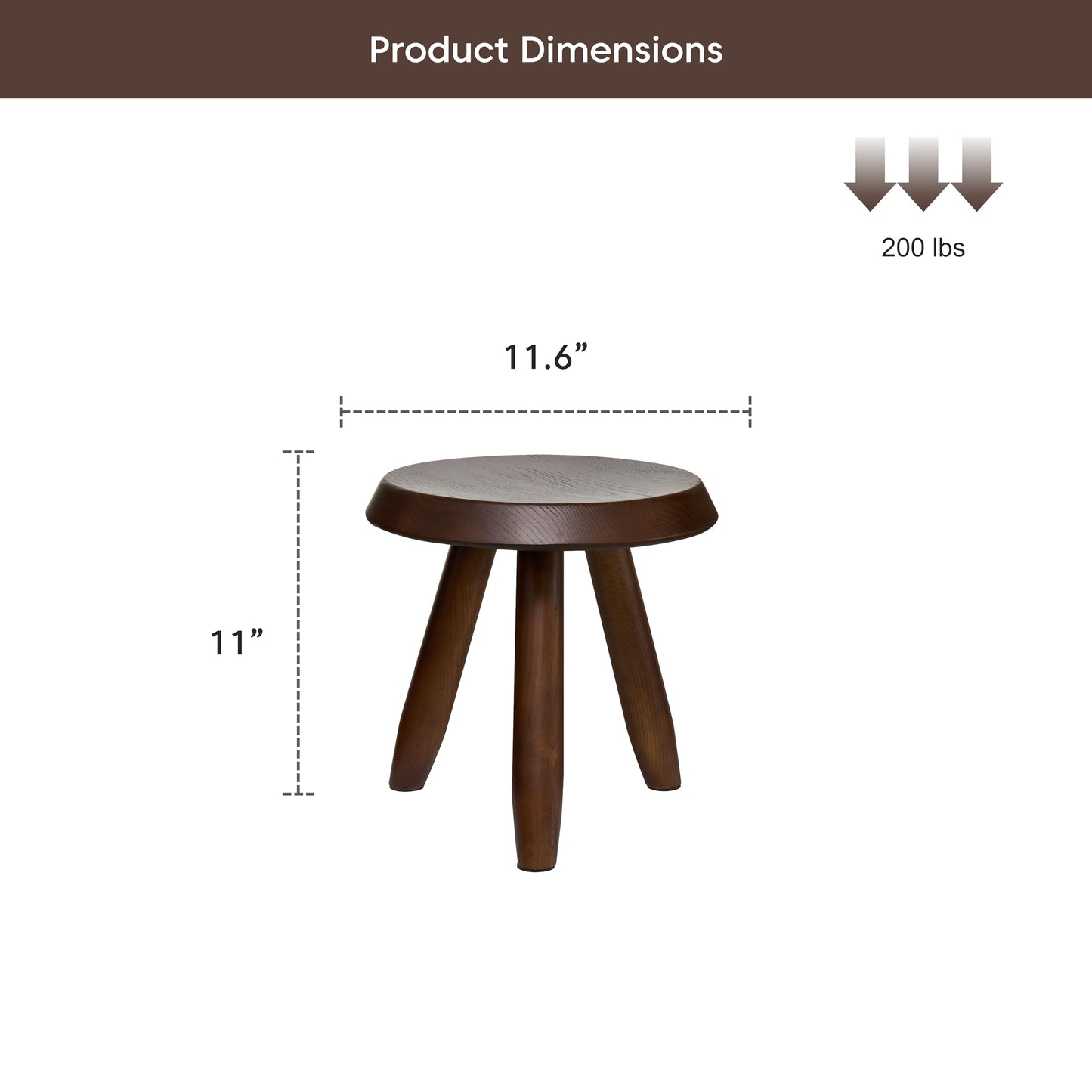 Tabouret Walnut Stool – Handcrafted Hardwood Seating Inspired by Charlotte Perriand, Artisan-Made Small Side Table, Nightstand, Footstool, or Plant Stand – Premium Walnut Finish