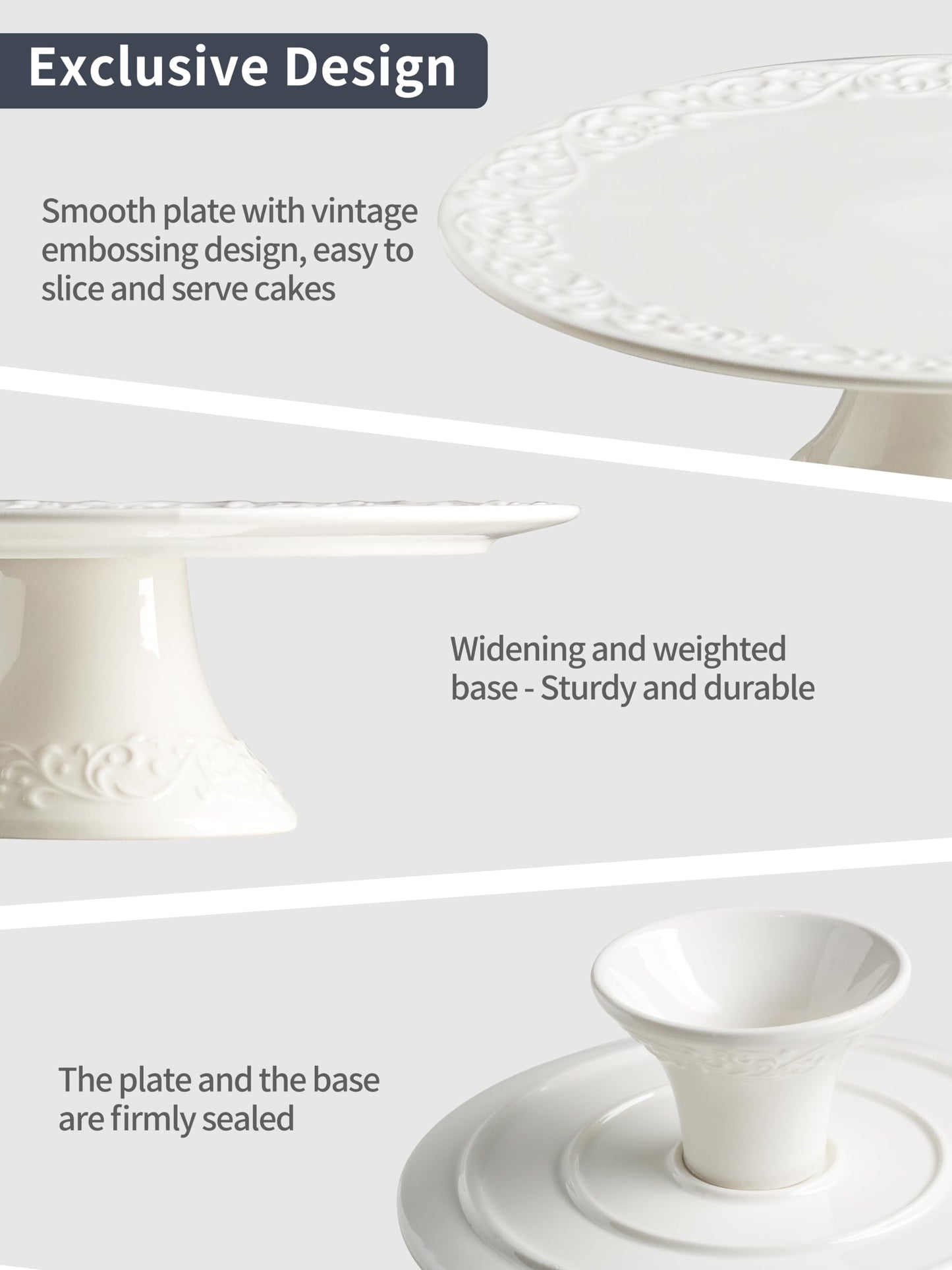 Wedding Cake Stand, White Cake Stand for Smaller Than 10 Inch Cakes, Christmas Porcelain Cake Plate for Party, Baby Shower, Birthday, Home Decorating Stand