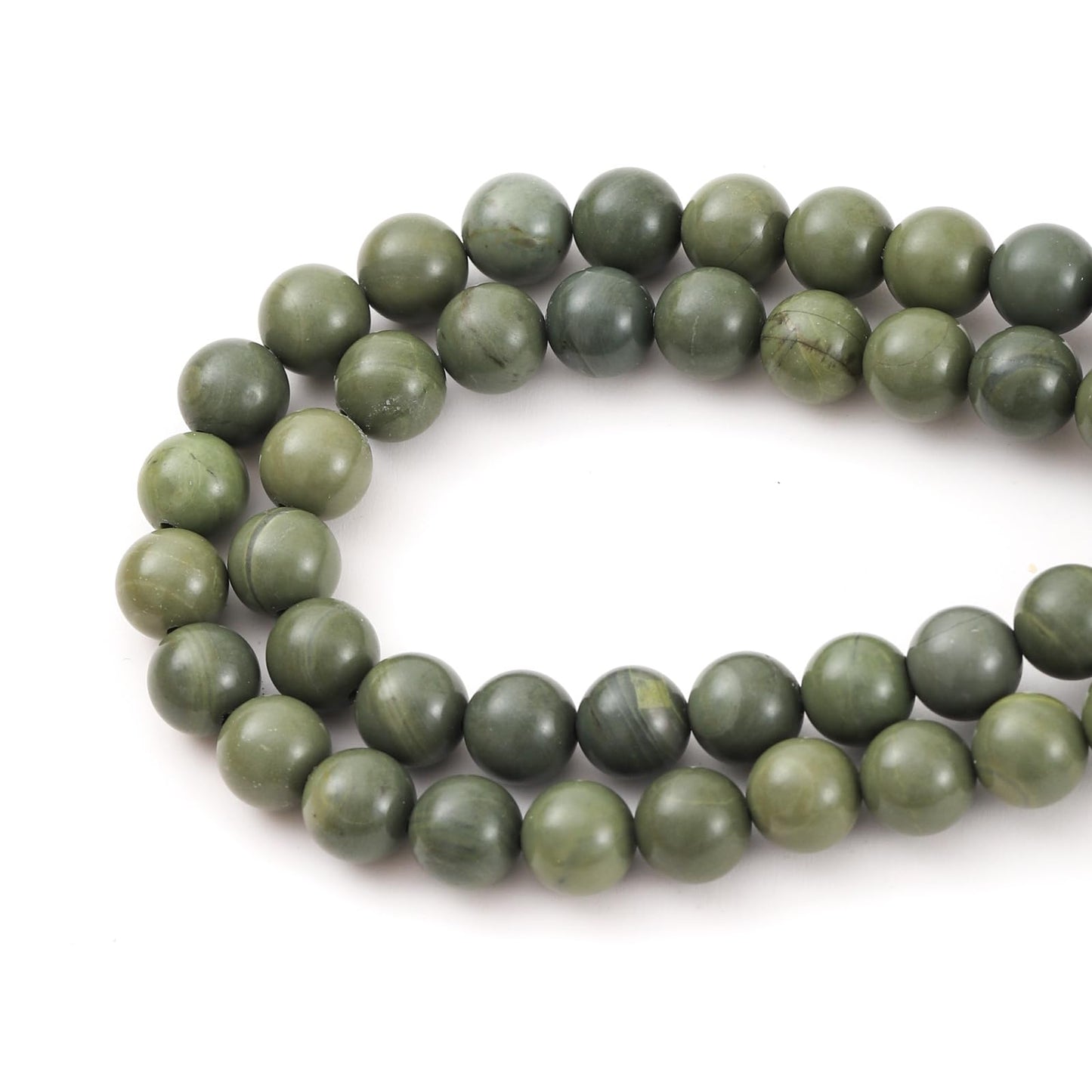 8mm 45pcs DIY Natural Green Tea Stone Beads Round Healing Crystal Gemstone Loose Beads for Jewelry Making Handmade Bracelet Necklace
