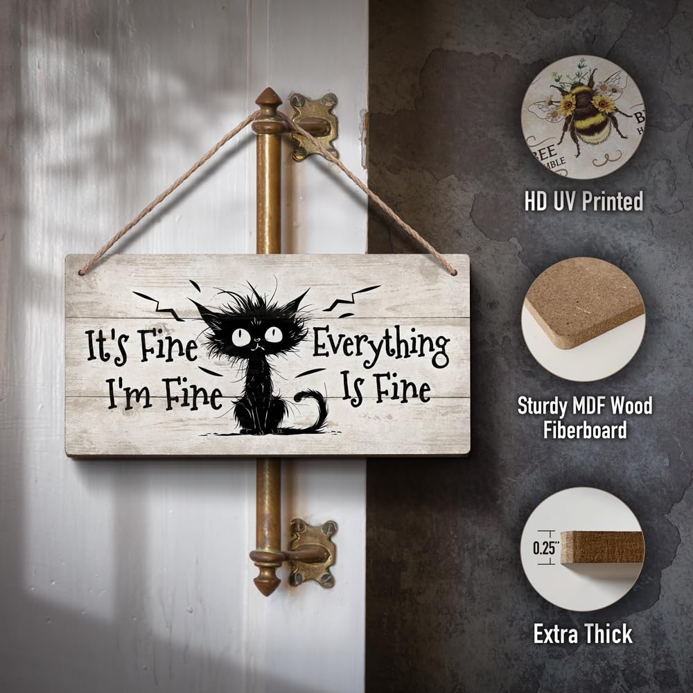 YZEXEZY It's Fine I'm Fine Everything is Fine Sign 6"x12"Funny Home Office Wall Decor Cute Inspirational Gift for Work, Office, Christmas