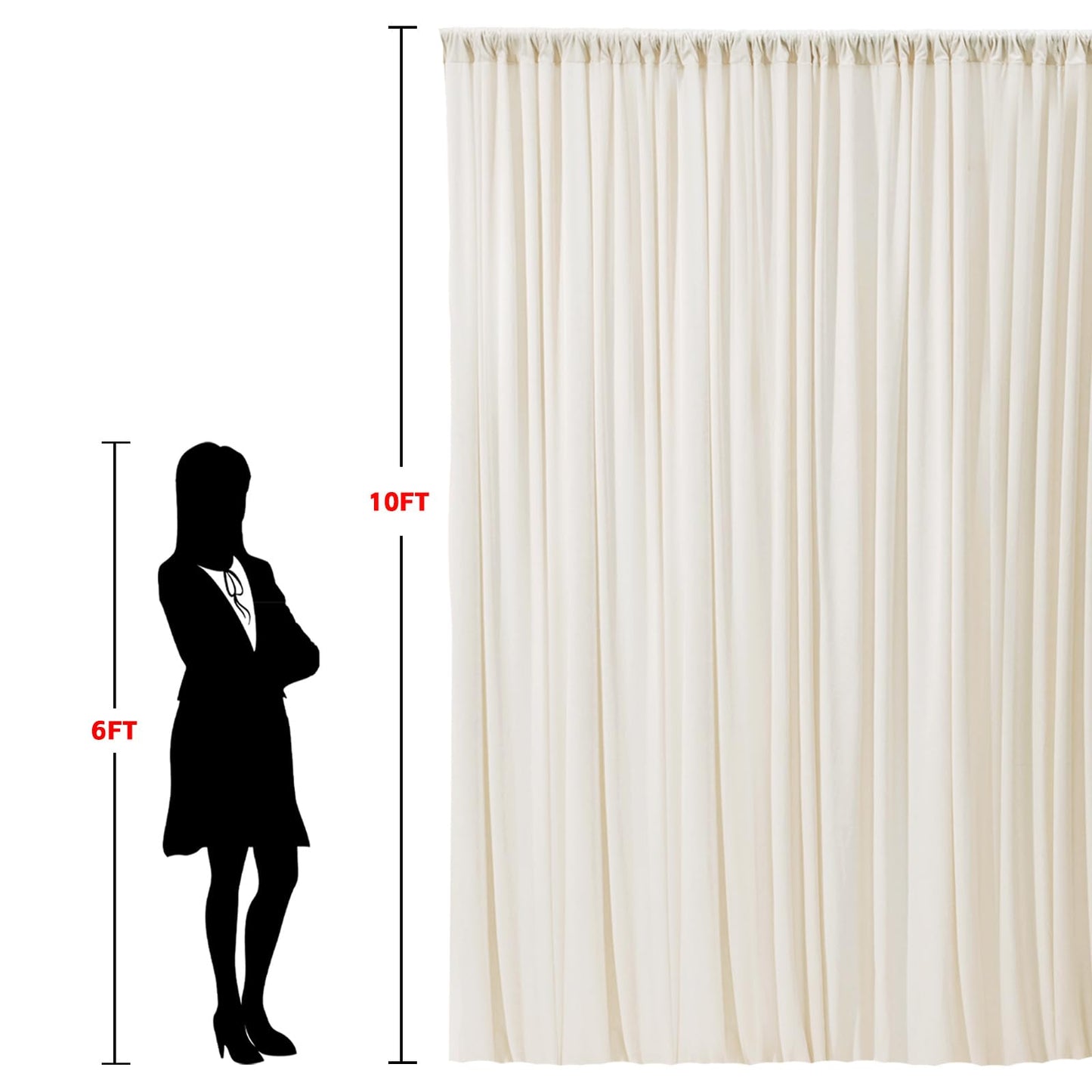 10x10ft Wrinkle Free Ivory Backdrop Curtain for Parties Soft Fabric Drapes Wedding Ivory Curtain Backdrop for Birthday Party Decorations Background for Photography 5x10ft,2 Panels