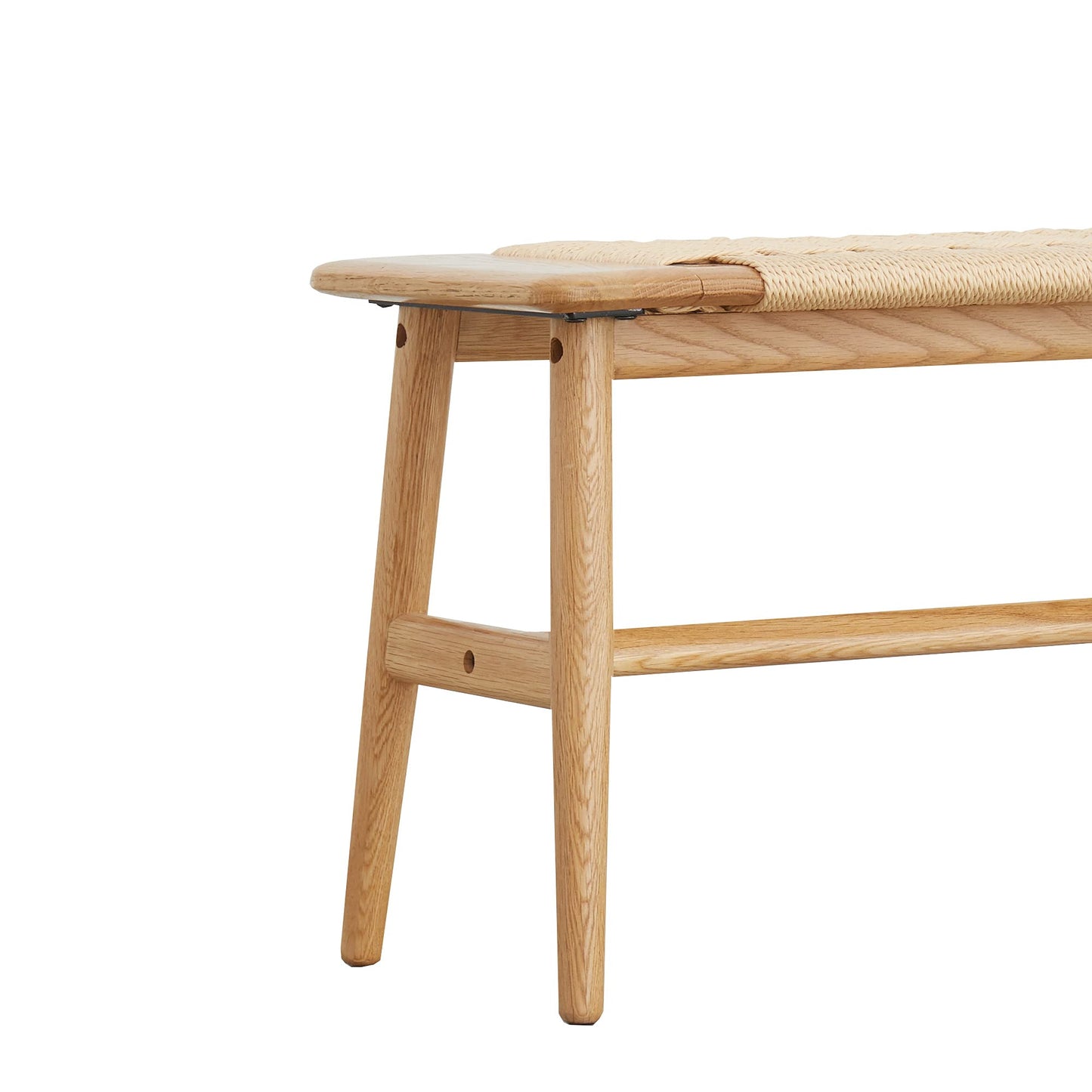 HomSof Woven Design Natural Oak Wood Bed Bench for Dining Room, Brown 31.5" 1