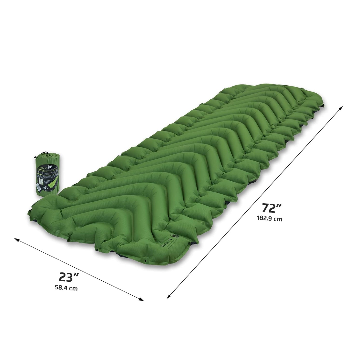 KLYMIT Static V Lightweight Inflatable Sleeping Pad | Comfortable, Lightweight, Easy to Inflate Portable Air Bed Mattress for Camping, Backpacking and Hiking — Green