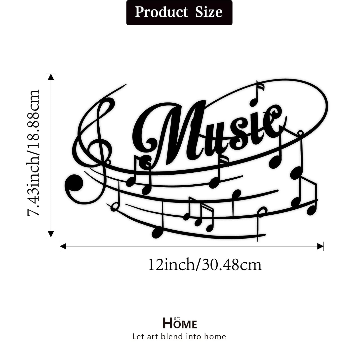 Sanshaoye Metal Music Note Wall Art Sign for Home Décor, Hanging Musical Note Decoration for Music Rooms, Studios and Home Walls, Gift for Musicians, 12” x 7.4”