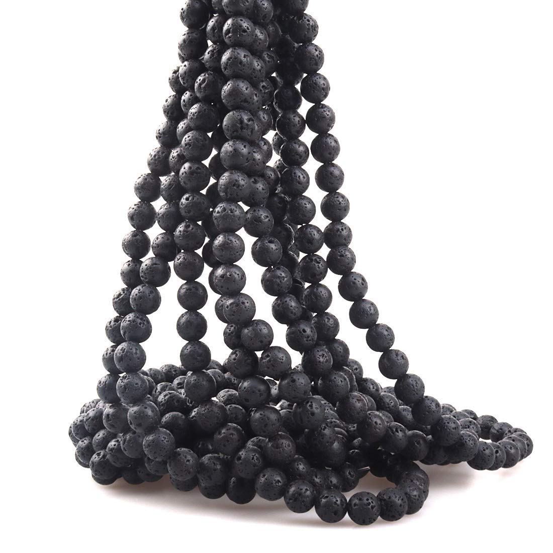 ICAI Beads 10mm Natural Volcanic Gemstone Round Loose Stone Beads for Jewelry Making DIY Crafts Design 1 Strand 15" APPR.34-36pcs