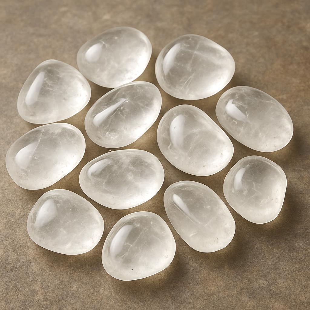 Jet Clear Quartz Tumbled Stones (100gm) – Natural Sphatik Crystal for Positive Energy, Clarity & Cleansing | Reiki, Meditation, Home & Office Décor
