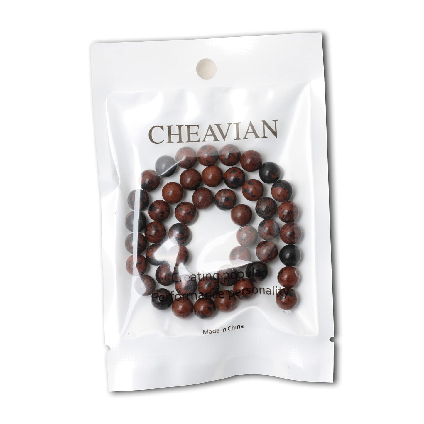 CHEAVIAN 45PCS 8mm Natural Mahogany Obsidian Stone Round Loose Beads for Jewelry Making 1 Strand 15"